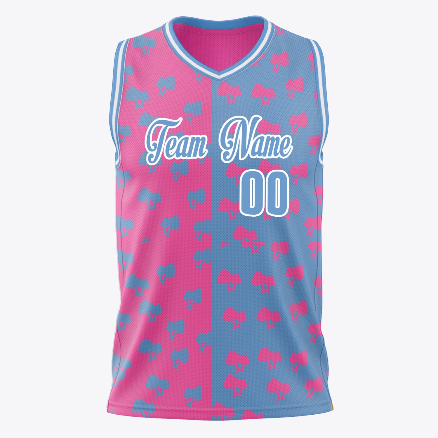 Custom Professional Pink Light Blue Basketball Jersey
