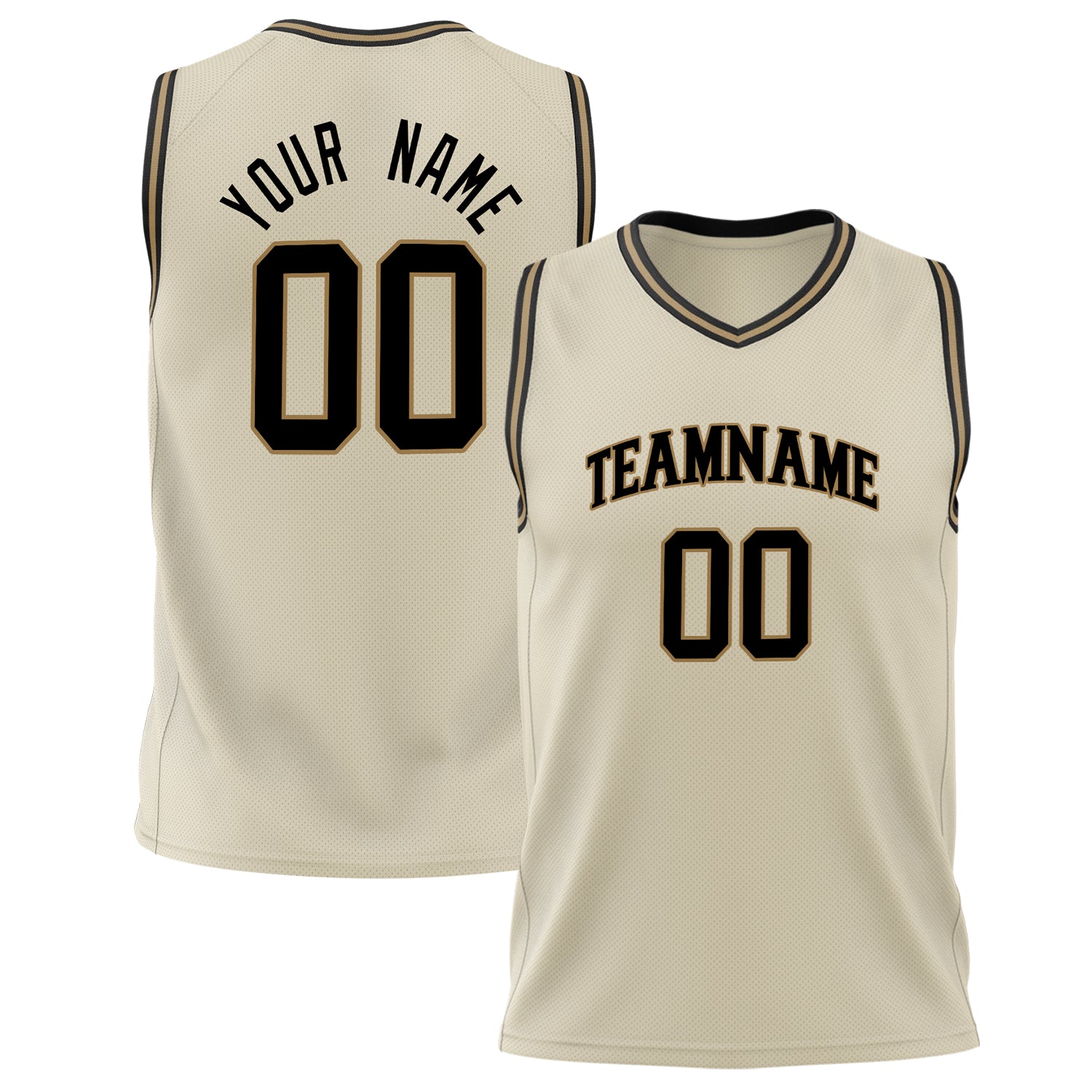 Benutzerdefiniertes Professionelles Creme Schwarz Basketballtrikot BS02240626LJ044
