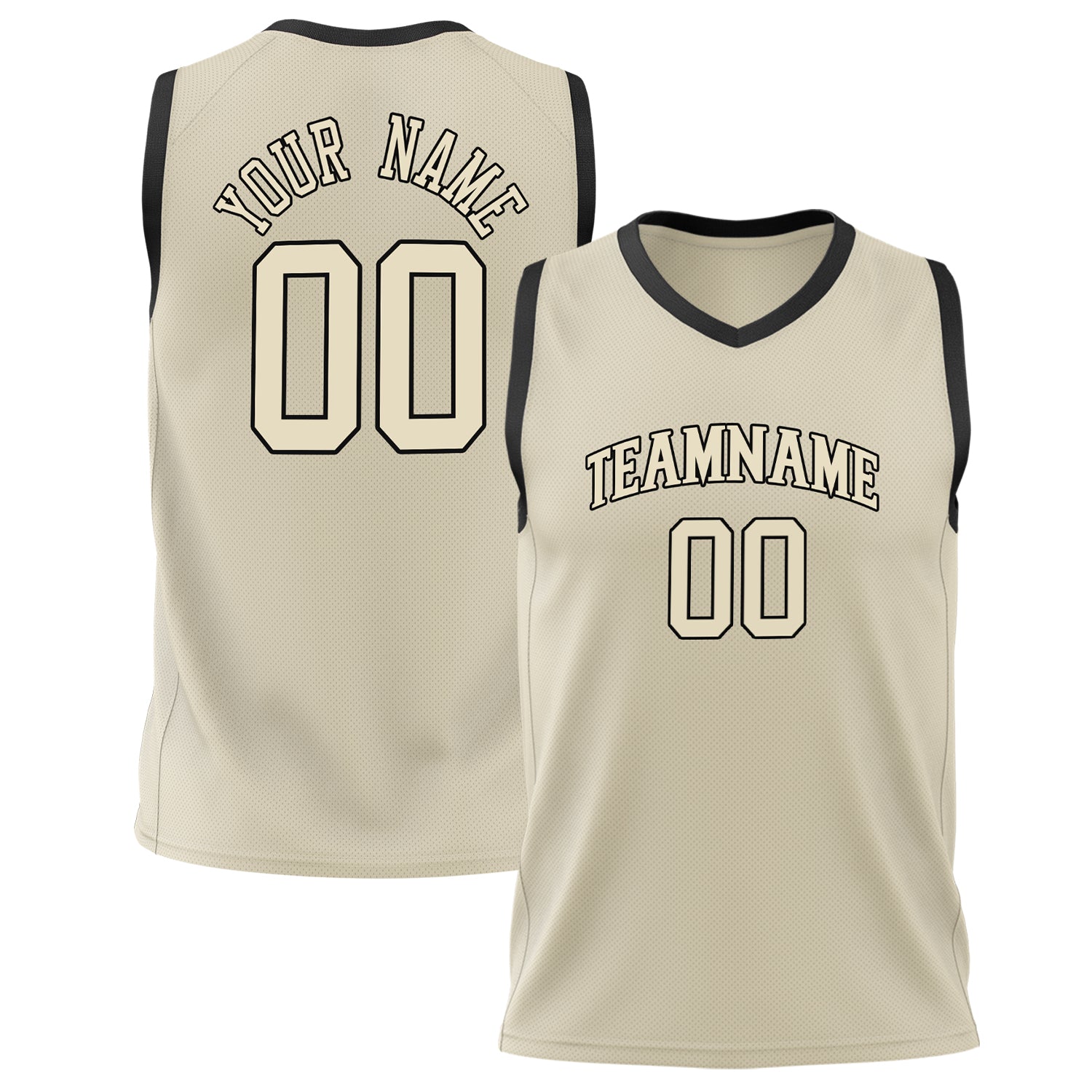 Benutzerdefiniertes Professionelles Creme Schwarz Basketballtrikot BS02240626LJ046