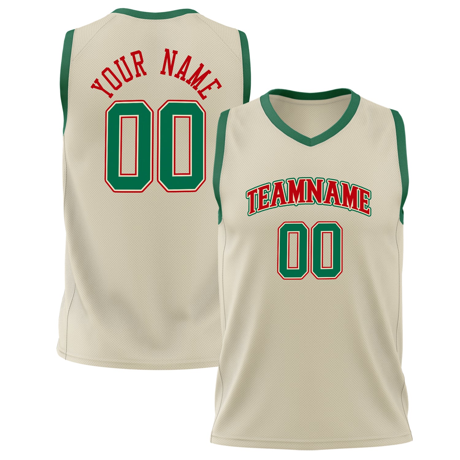 Benutzerdefiniertes Professionelles Creme Kelly Grün Basketballtrikot BS02240626LJ055