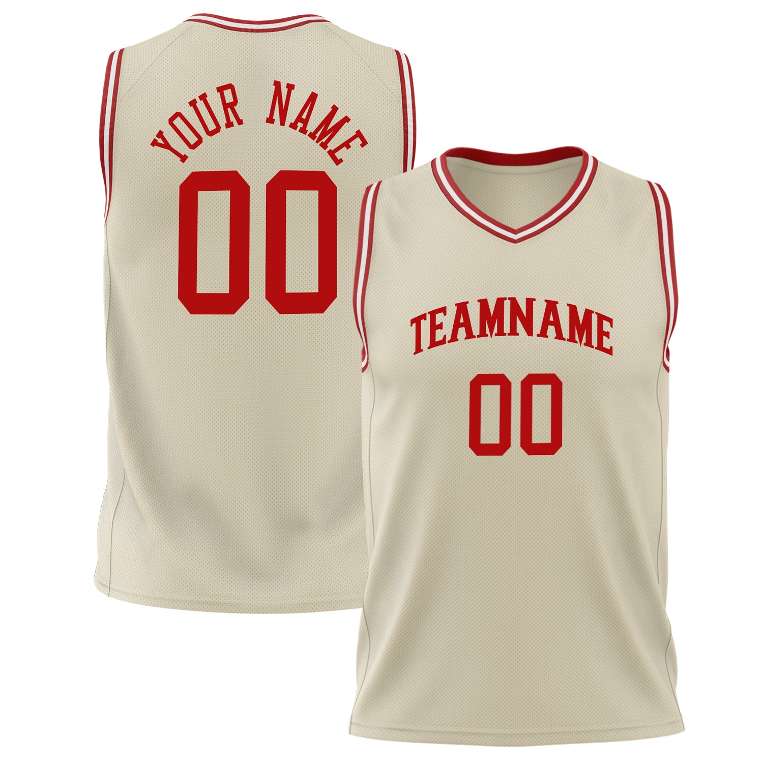 Benutzerdefiniertes Professionelles Creme Rot Basketballtrikot BS02240626LJ056