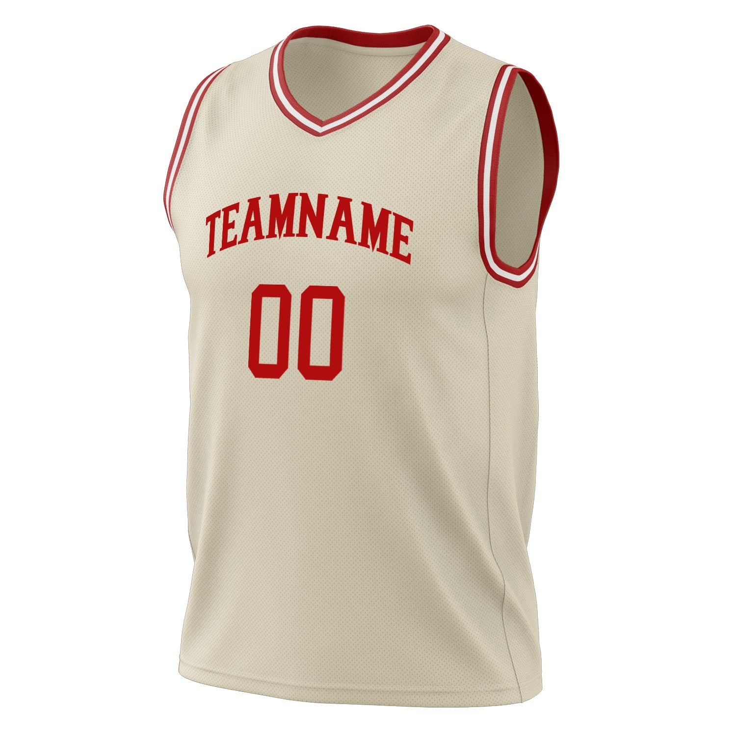 Benutzerdefiniertes Professionelles Creme Rot Basketballtrikot