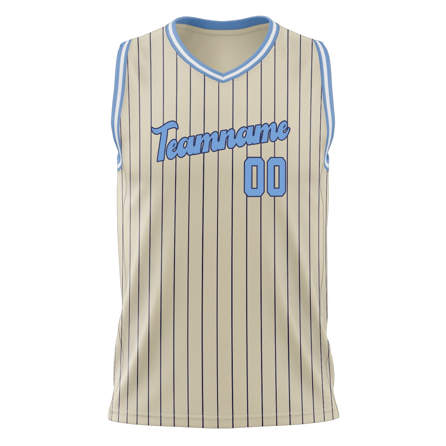 Custom Professional Cream Light Blue Basketball Jersey