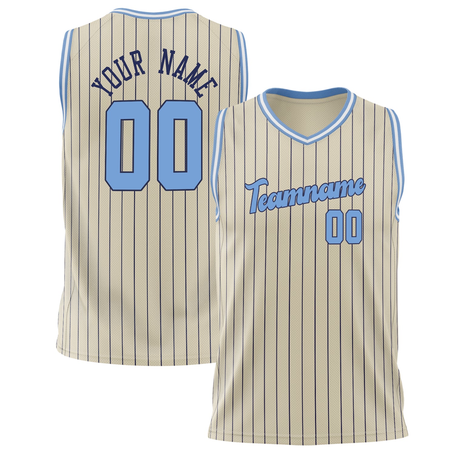Benutzerdefiniertes Professionelles Creme Hellblau Basketballtrikot BS02240626LJ059