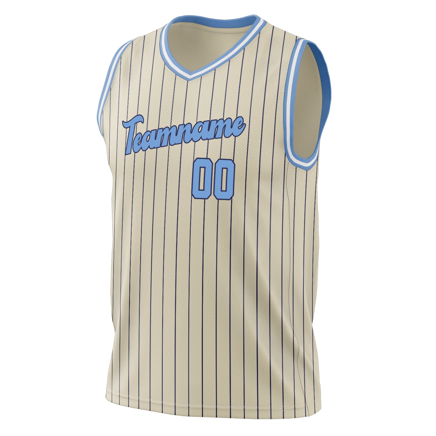 Custom Professional Cream Light Blue Basketball Jersey