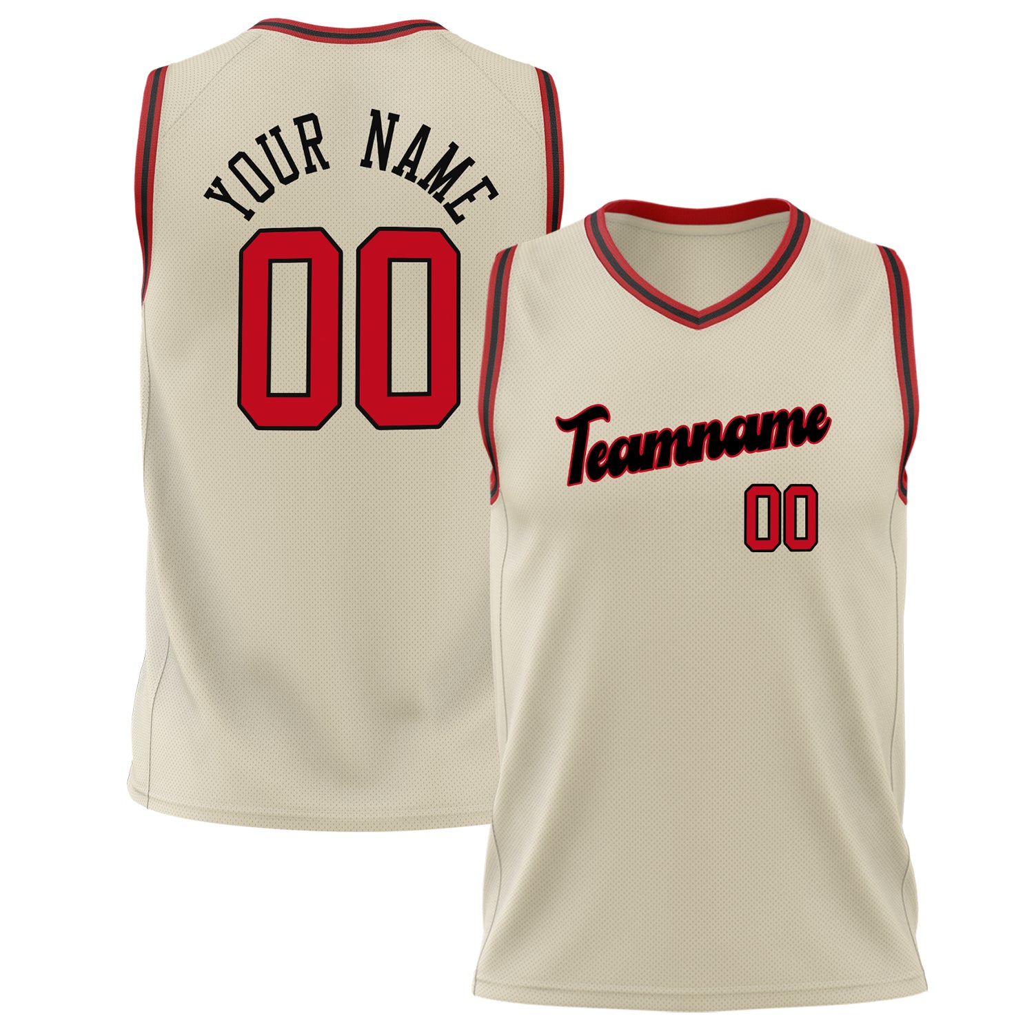 Benutzerdefiniertes Professionelles Creme Rot Basketballtrikot BS02240626LJ060