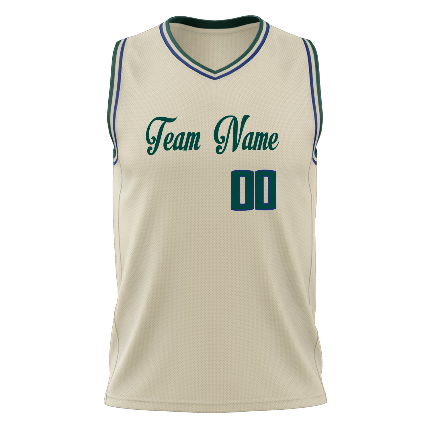 Custom Professional Cream Kelly Green Basketball Jersey