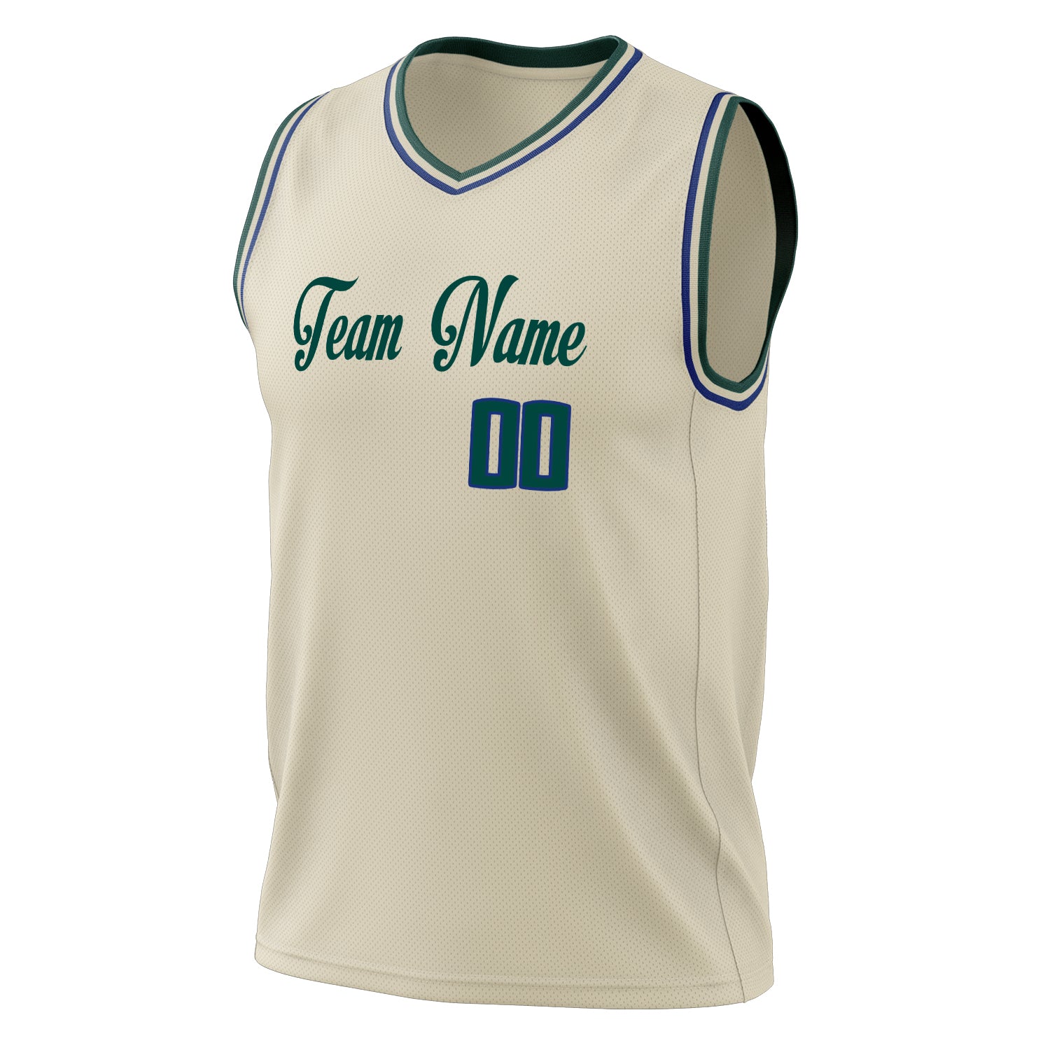 Custom Professional Cream Kelly Green Basketball Jersey