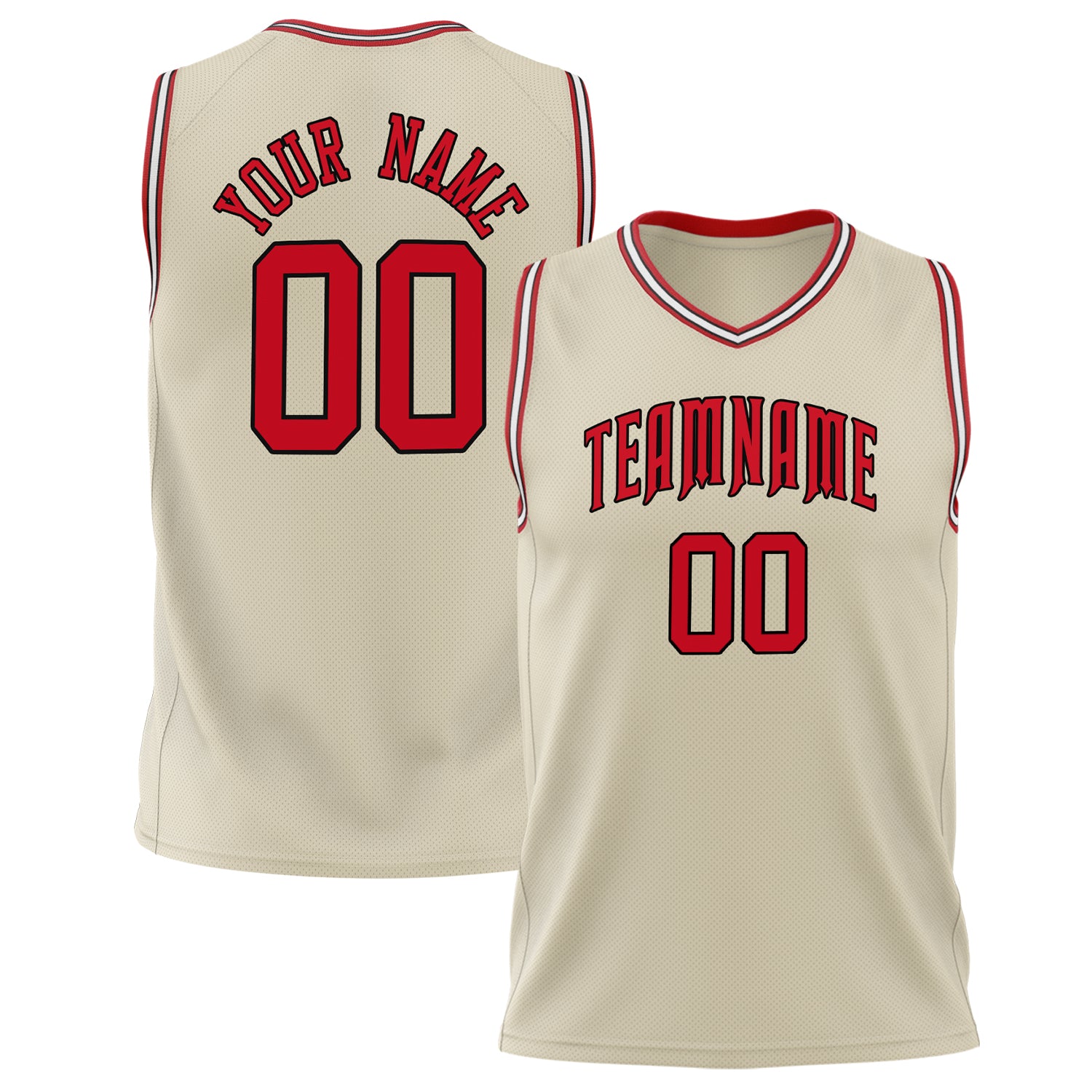 Benutzerdefiniertes Professionelles Creme Rot Basketballtrikot BS02240626LJ062