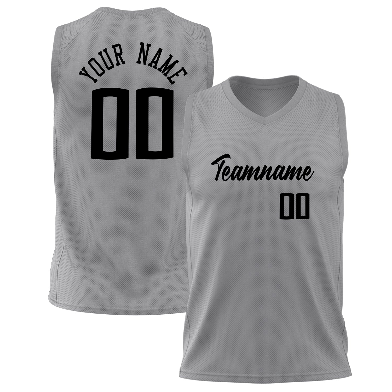 Benutzerdefiniertes Professionelles Grau Schwarz Basketballtrikot BS02240626LJ083