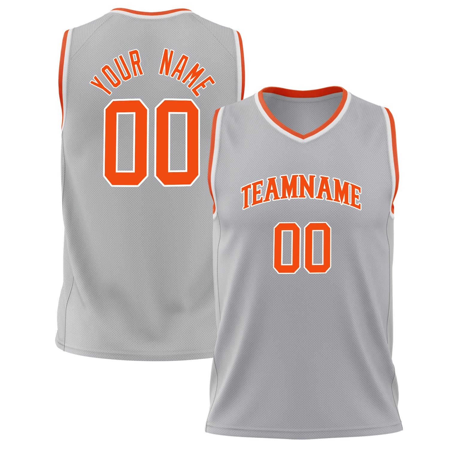 Benutzerdefiniertes Professionelles Grau Orange Basketballtrikot BS02240626LJ089