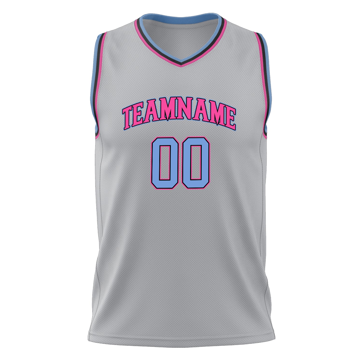 Custom Professional Gray Light Blue Basketball Jersey