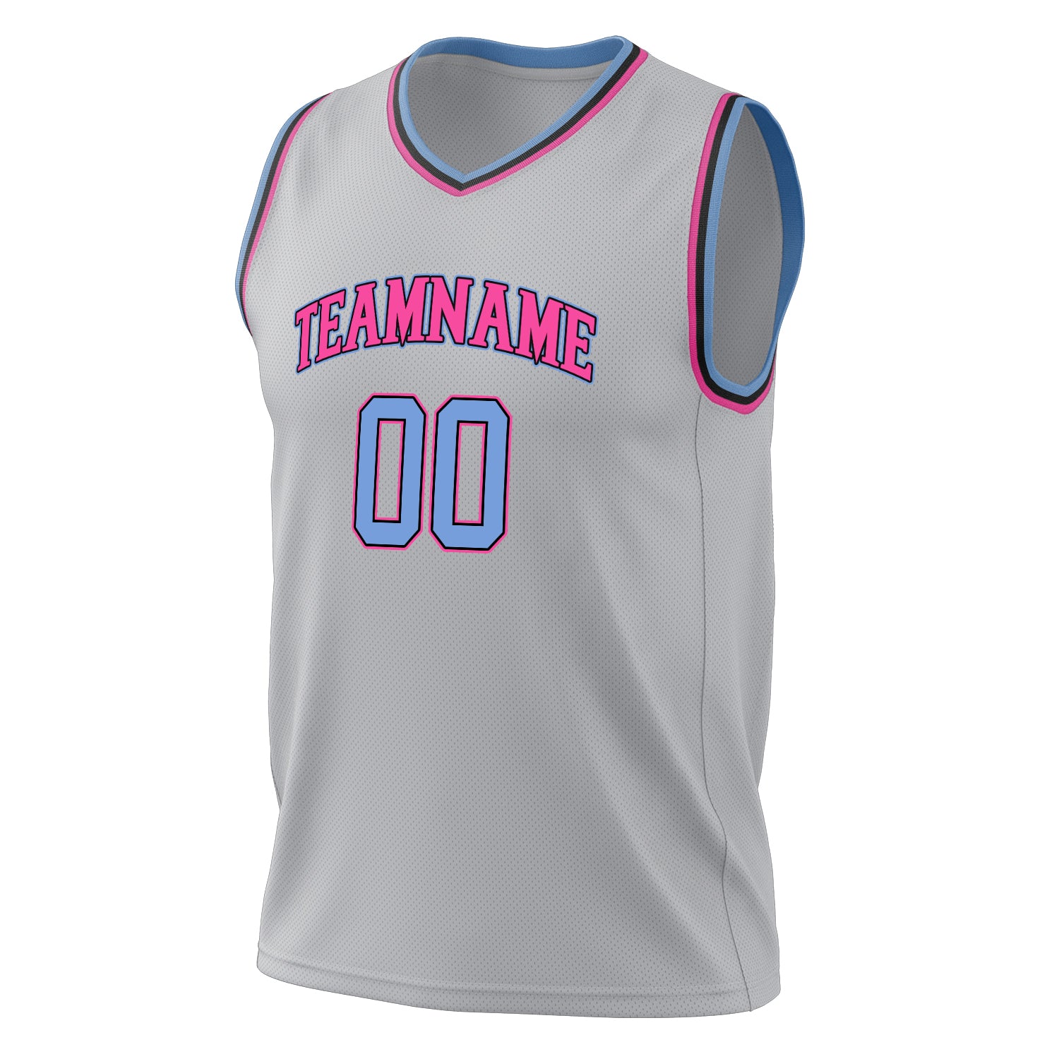 Benutzerdefiniertes Professionelles Grau Hellblau Basketballtrikot