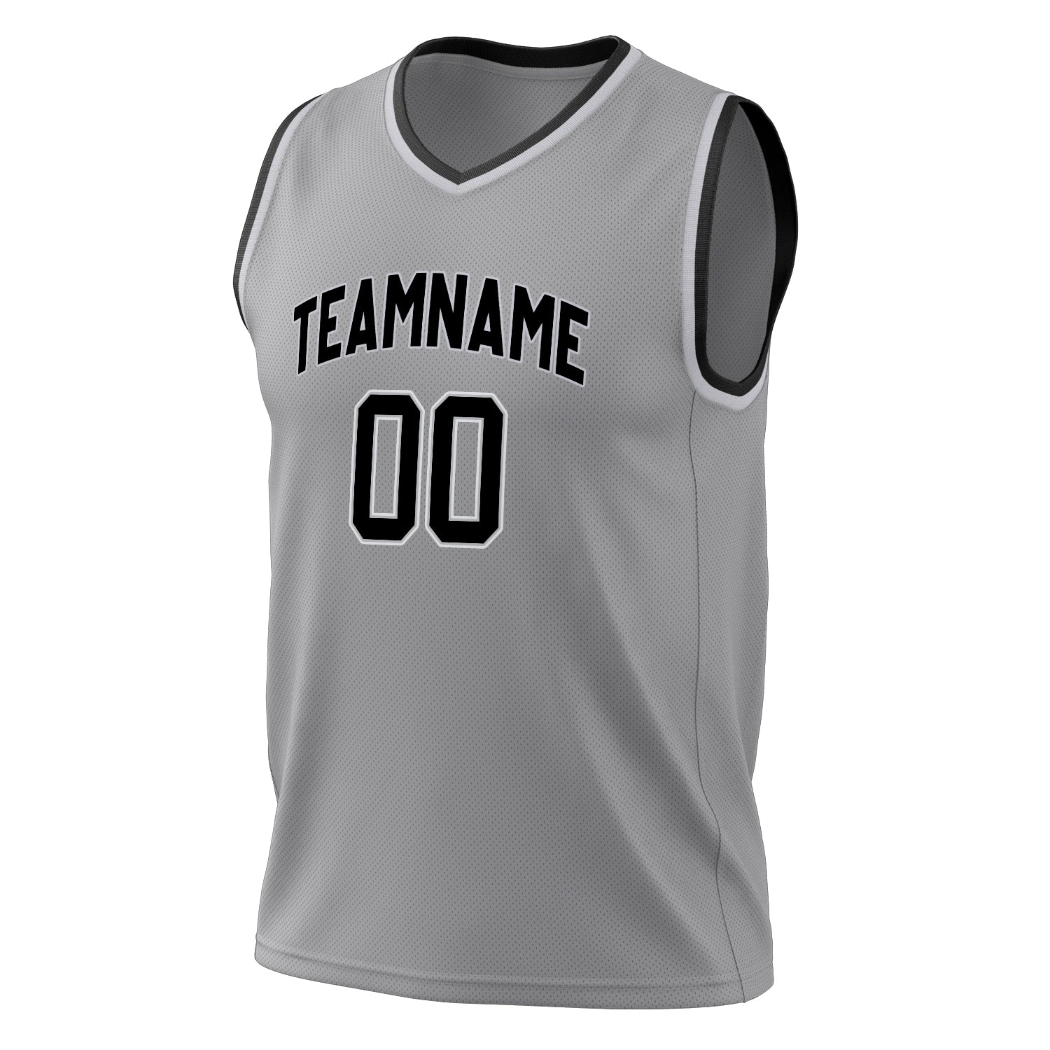 Benutzerdefiniertes Professionelles Grau Schwarz Basketballtrikot