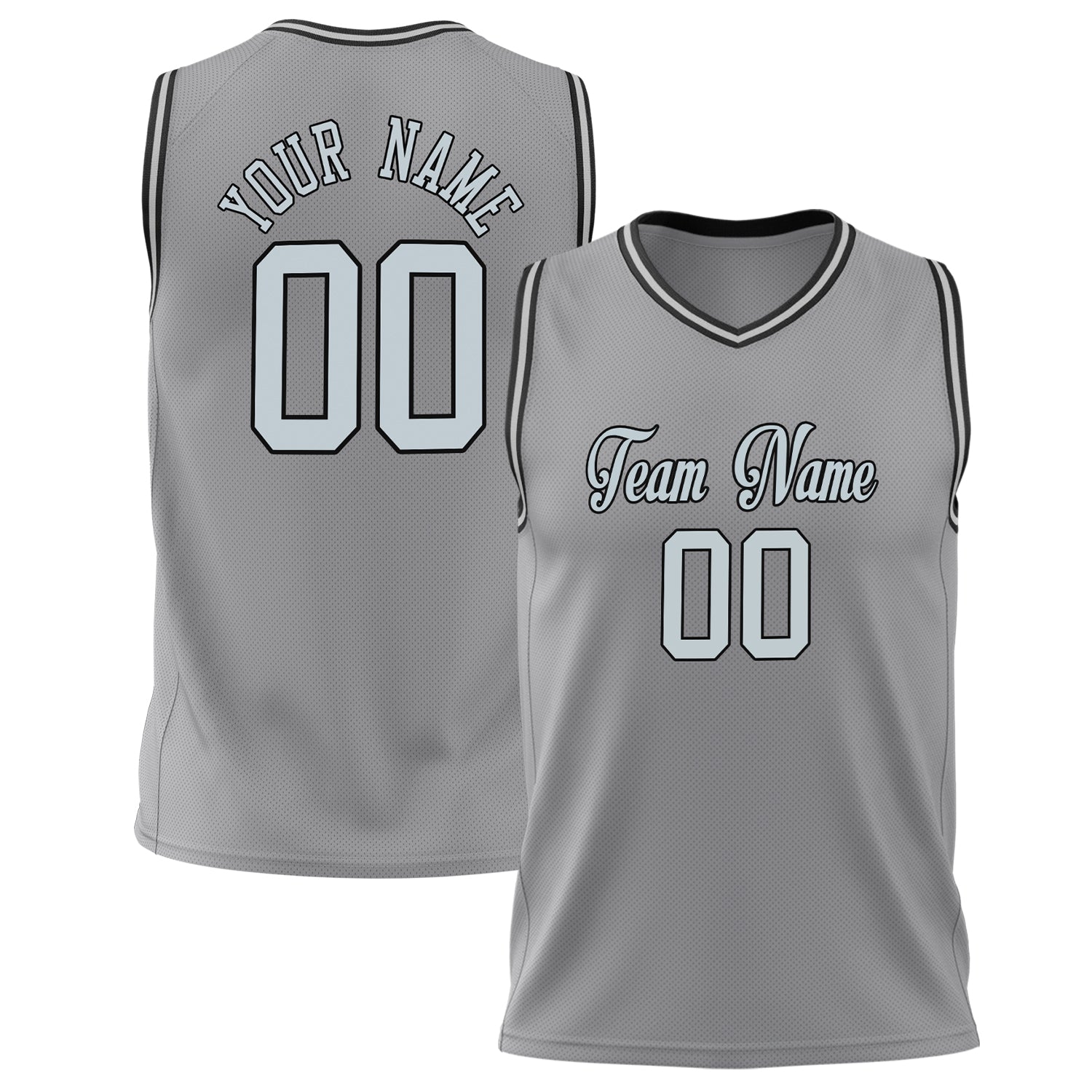 Benutzerdefiniertes Professionelles Grau Weiß Basketballtrikot BS02240626LJ097