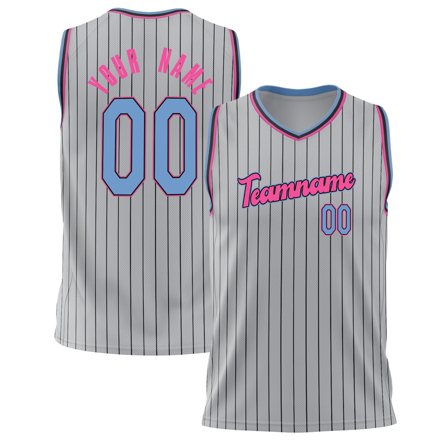 Benutzerdefiniertes Professionelles Grau Rosa Basketballtrikot BS02240626LJ099