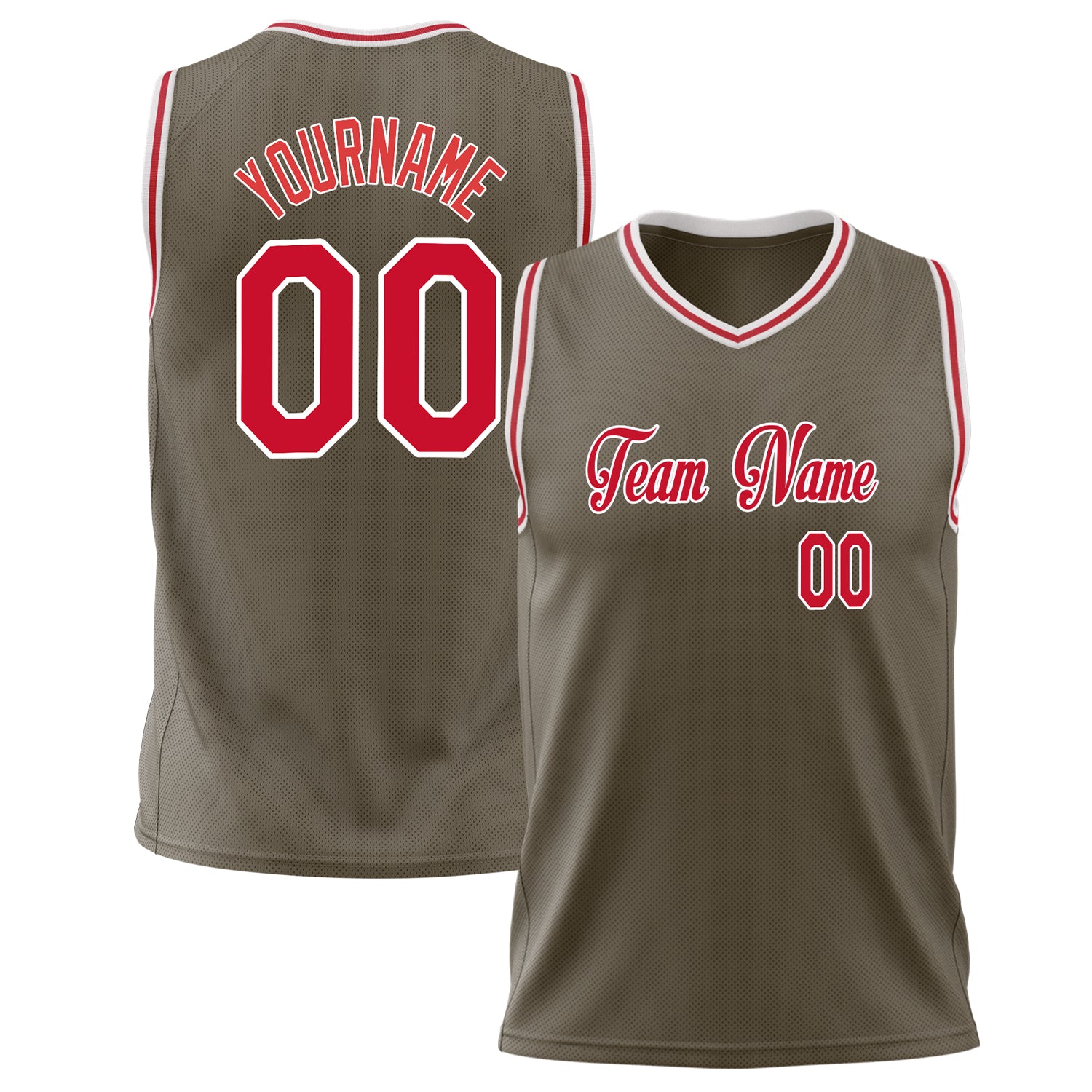 Benutzerdefiniertes Professionelles Oliv Rot Basketballtrikot BS02240626LJ121