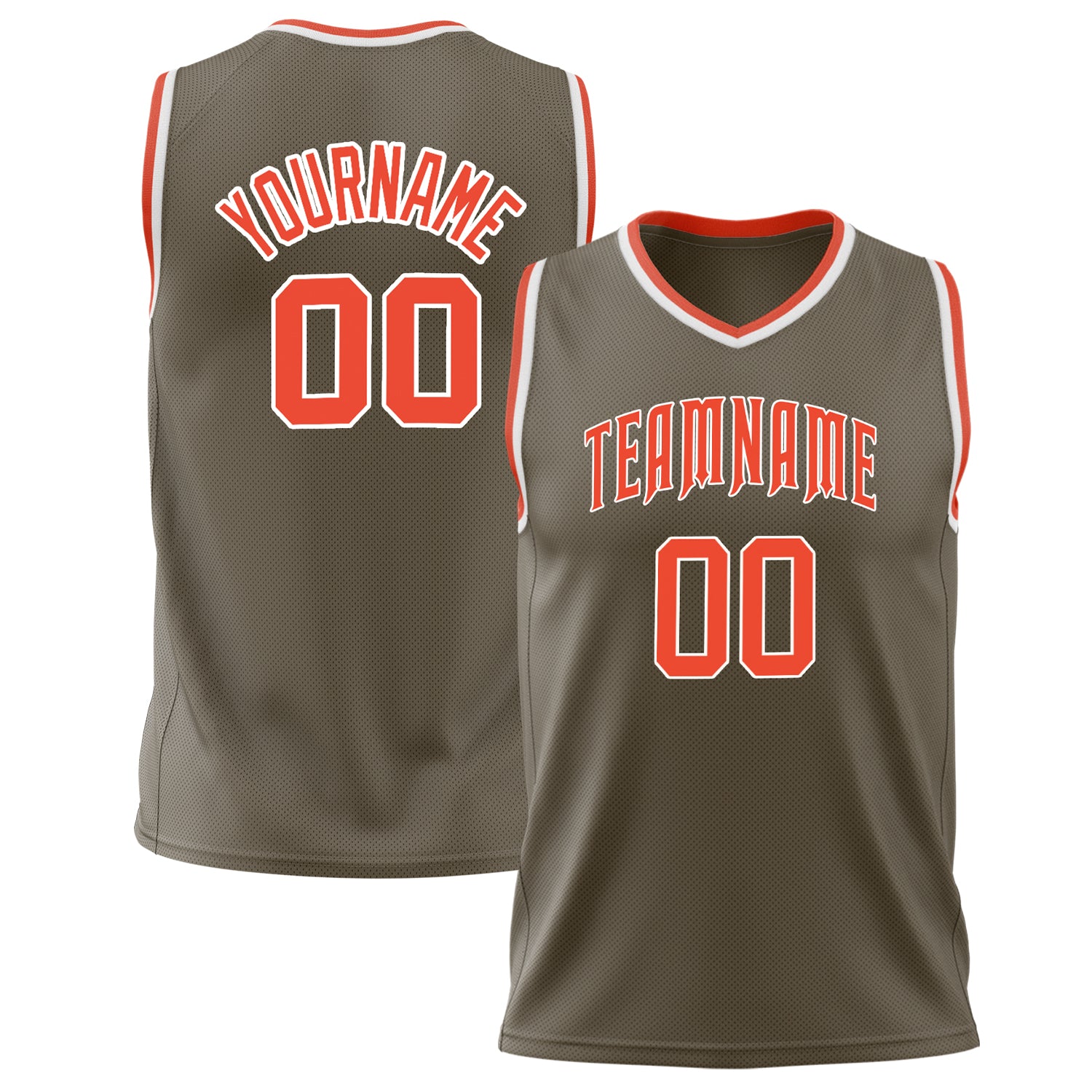 Benutzerdefiniertes Professionelles Oliv Orange Basketballtrikot BS02240626LJ122