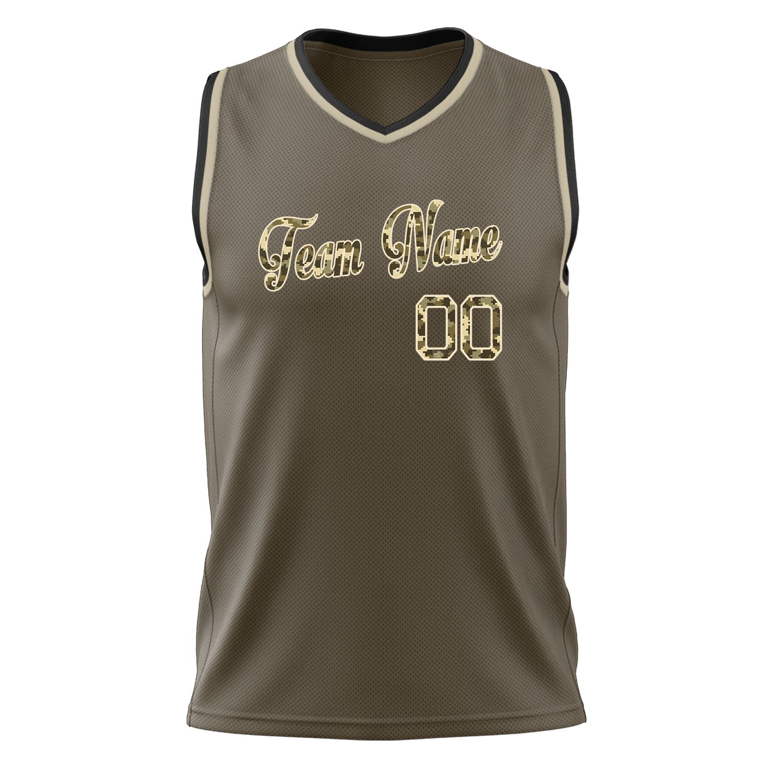 Custom Professional Olive Camo Basketball Jersey