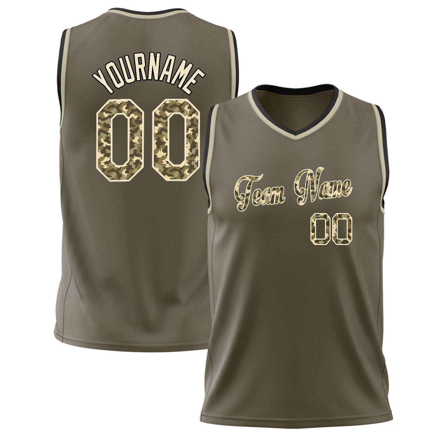 Benutzerdefiniertes Professionelles Oliv Camo Basketballtrikot BS02240626LJ124