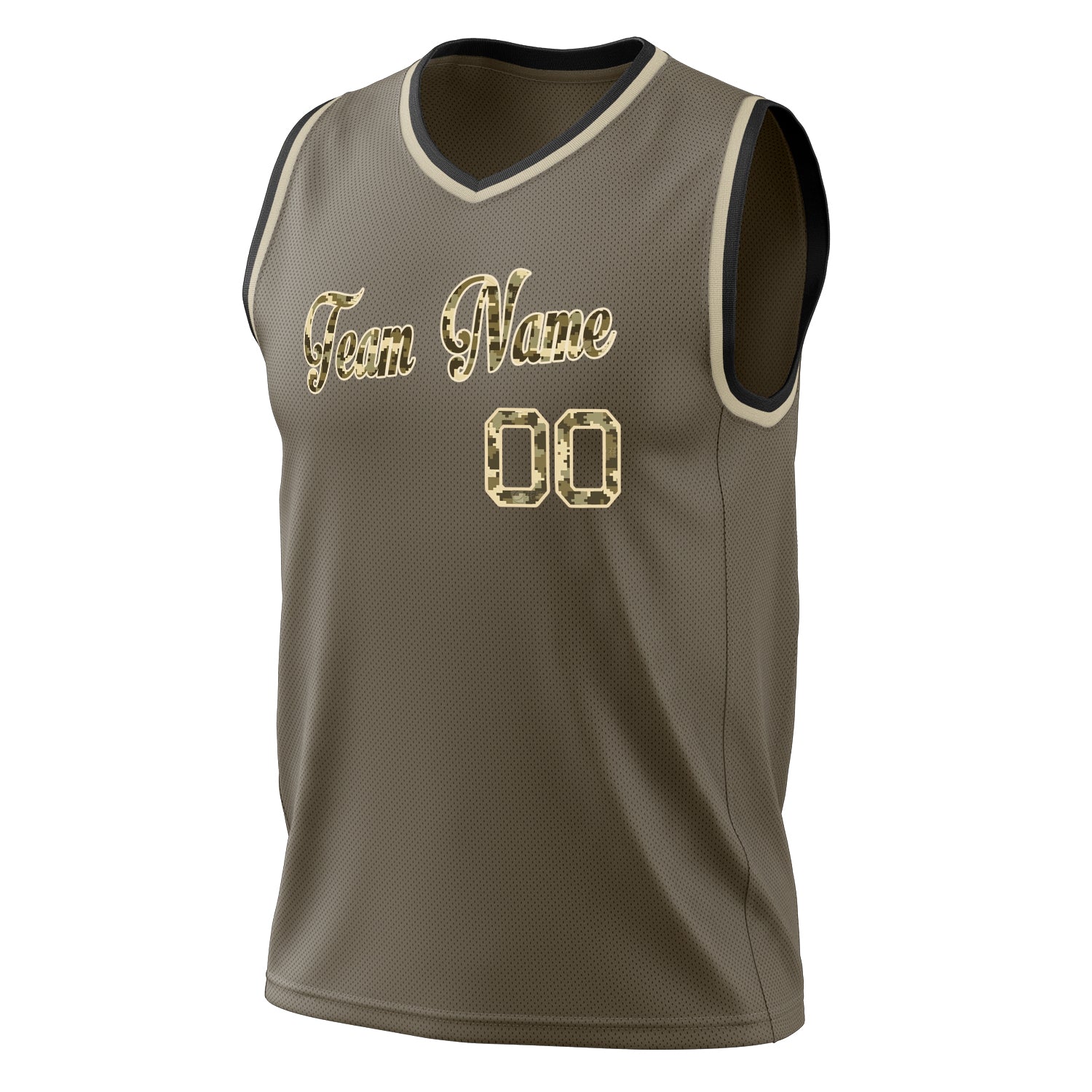 Custom Professional Olive Camo Basketball Jersey