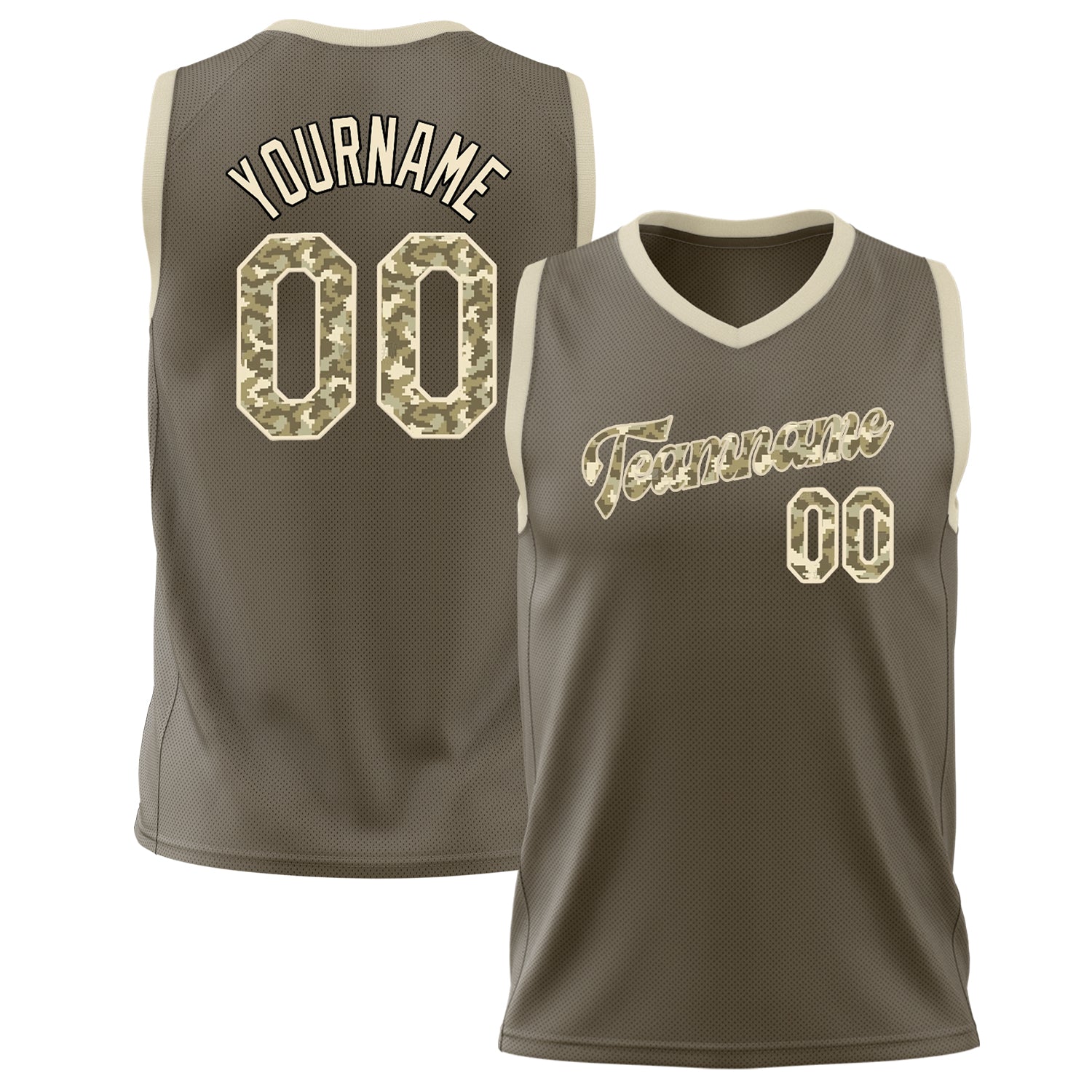 Benutzerdefiniertes Professionelles Oliv Camo Basketballtrikot BS02240626LJ125