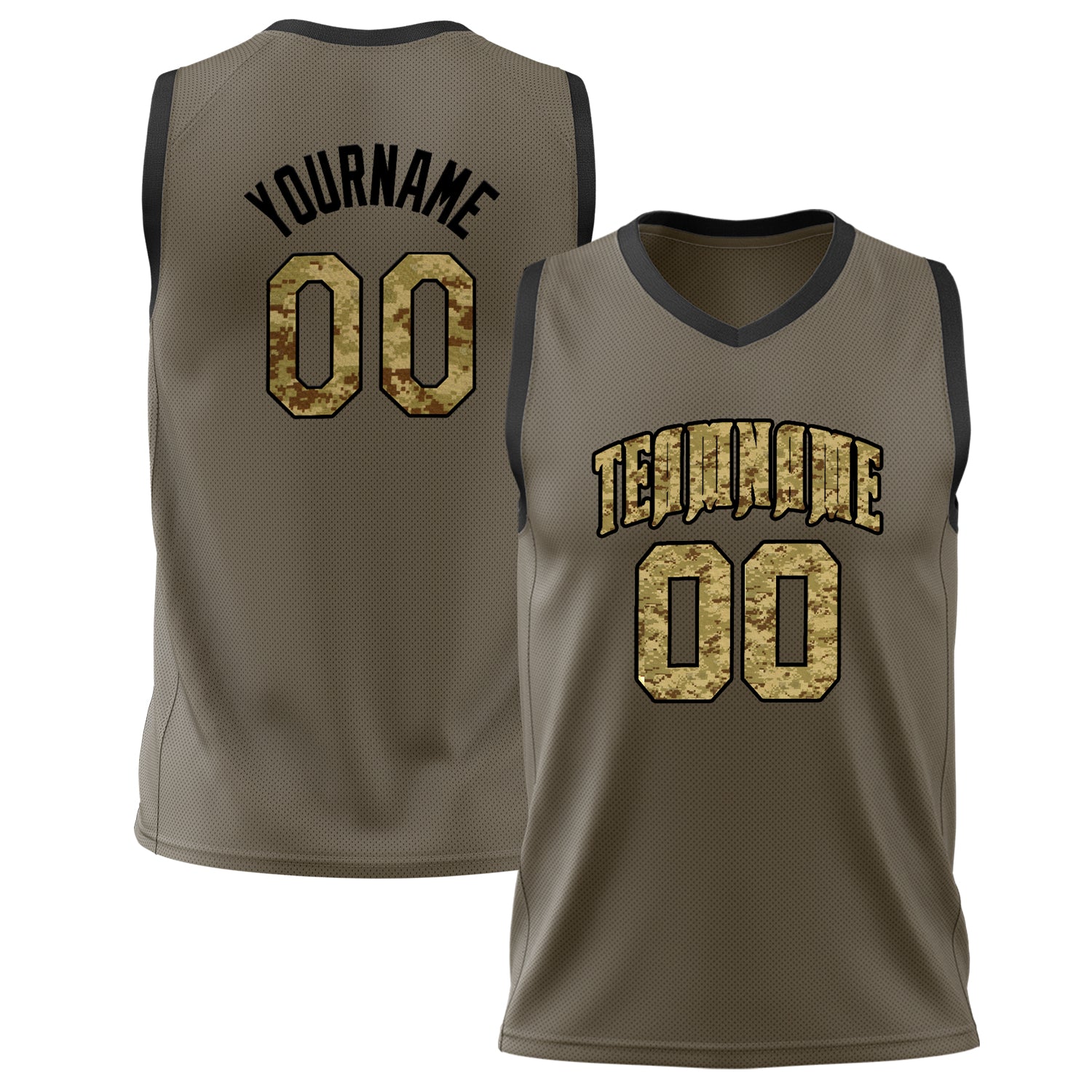 Benutzerdefiniertes Professionelles Oliv Camo Basketballtrikot BS02240626LJ127