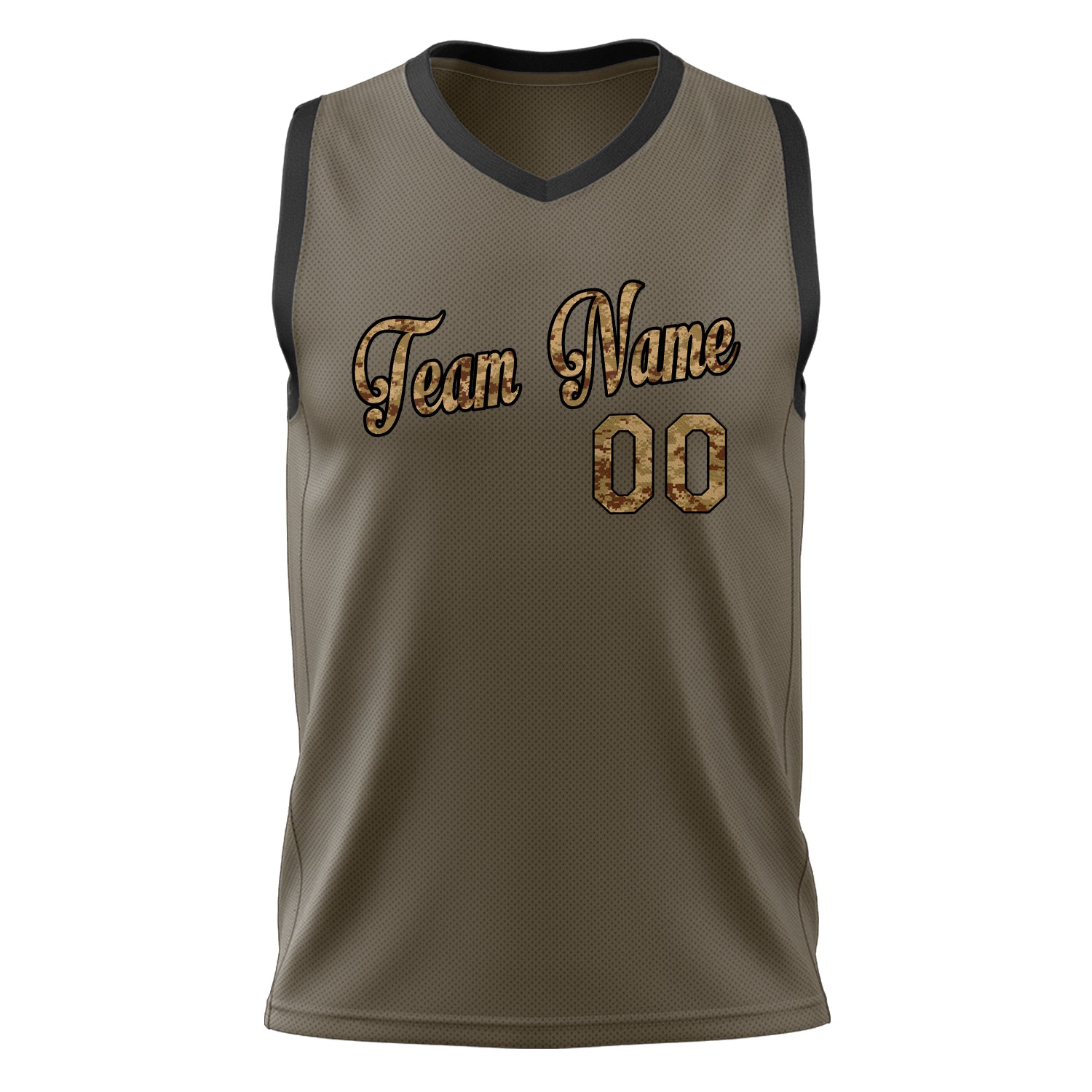 Custom Professional Olive Camo Basketball Jersey
