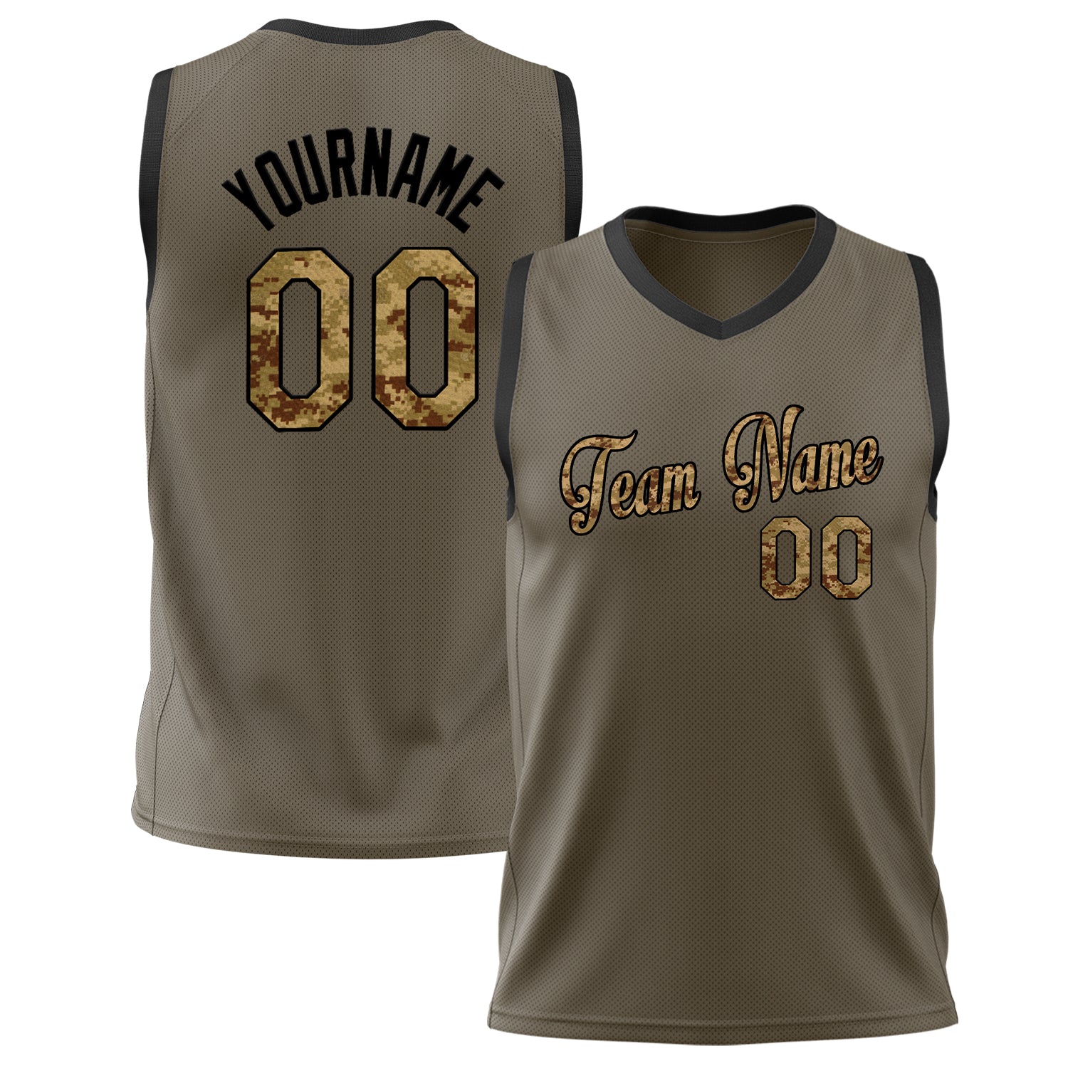 Benutzerdefiniertes Professionelles Oliv Camo Basketballtrikot BS02240626LJ128