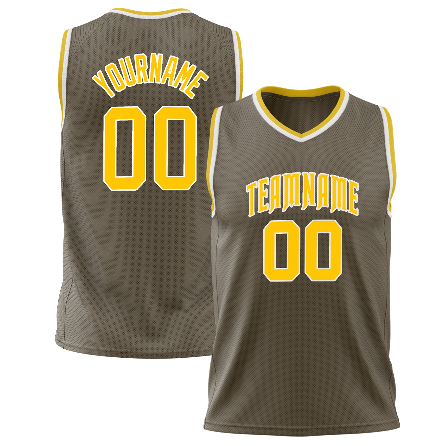 Benutzerdefiniertes Professionelles Oliv Gold Basketballtrikot BS02240626LJ129