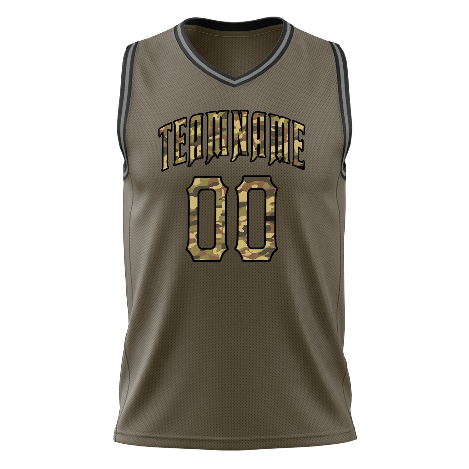 Custom Professional Olive Camo Basketball Jersey