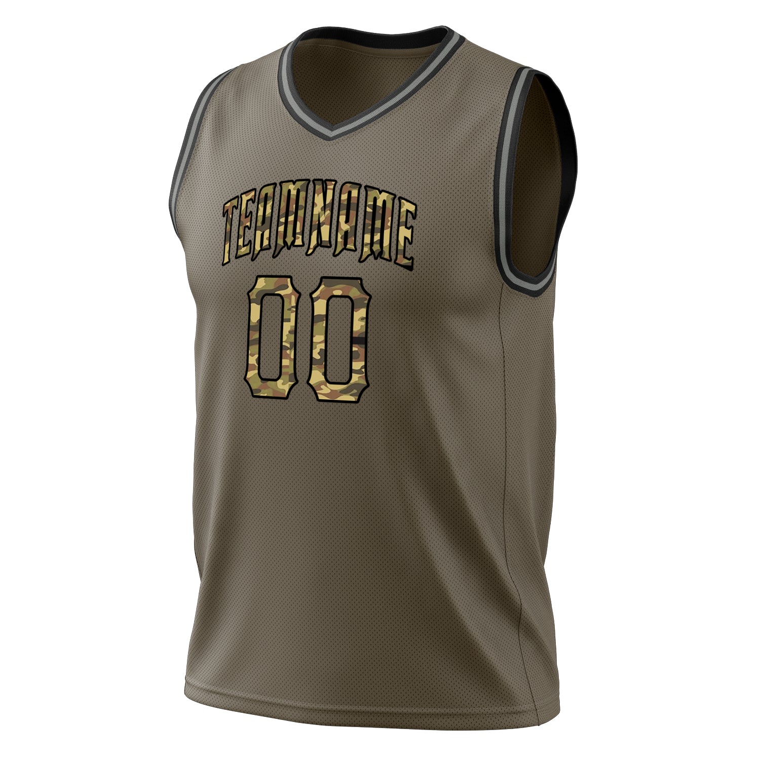 Custom Professional Olive Camo Basketball Jersey