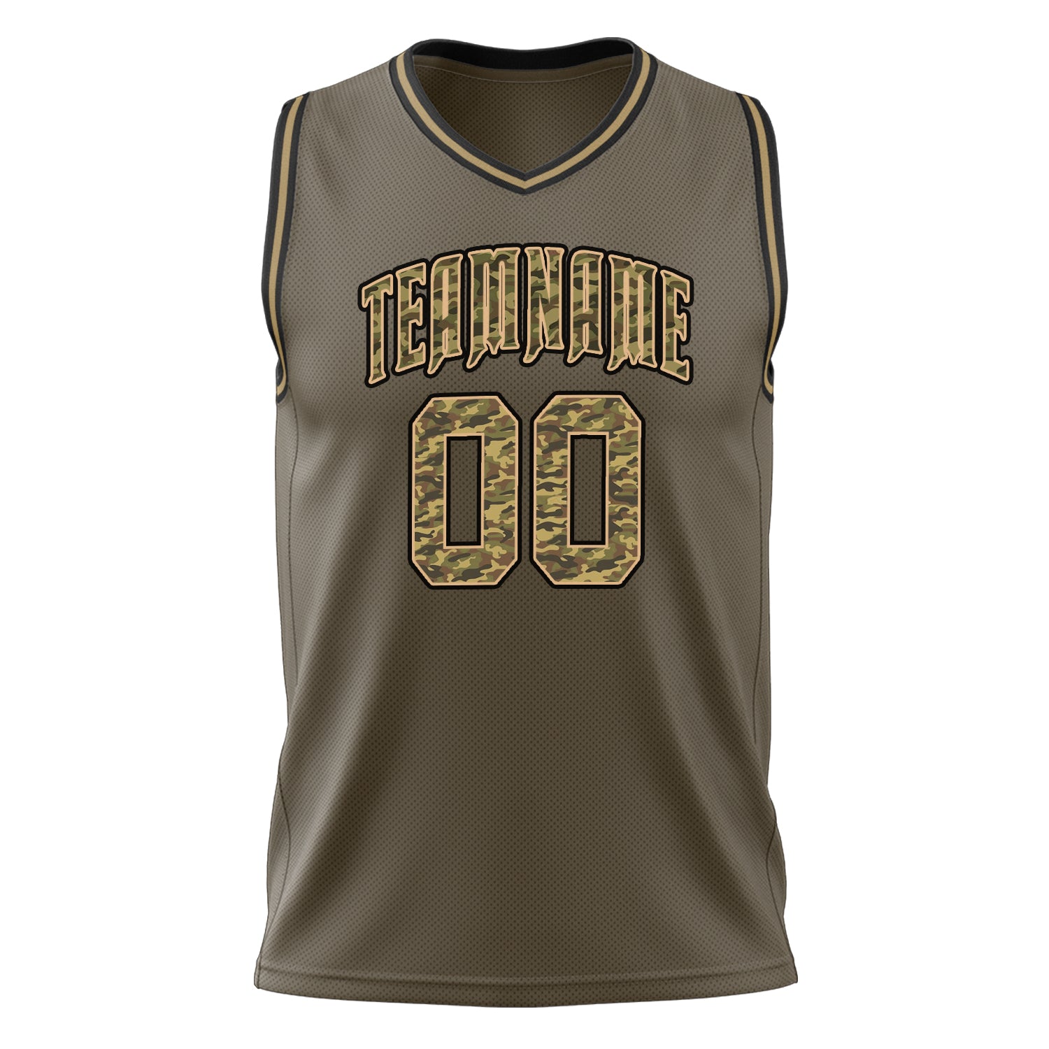 Custom Professional Olive Camo Basketball Jersey