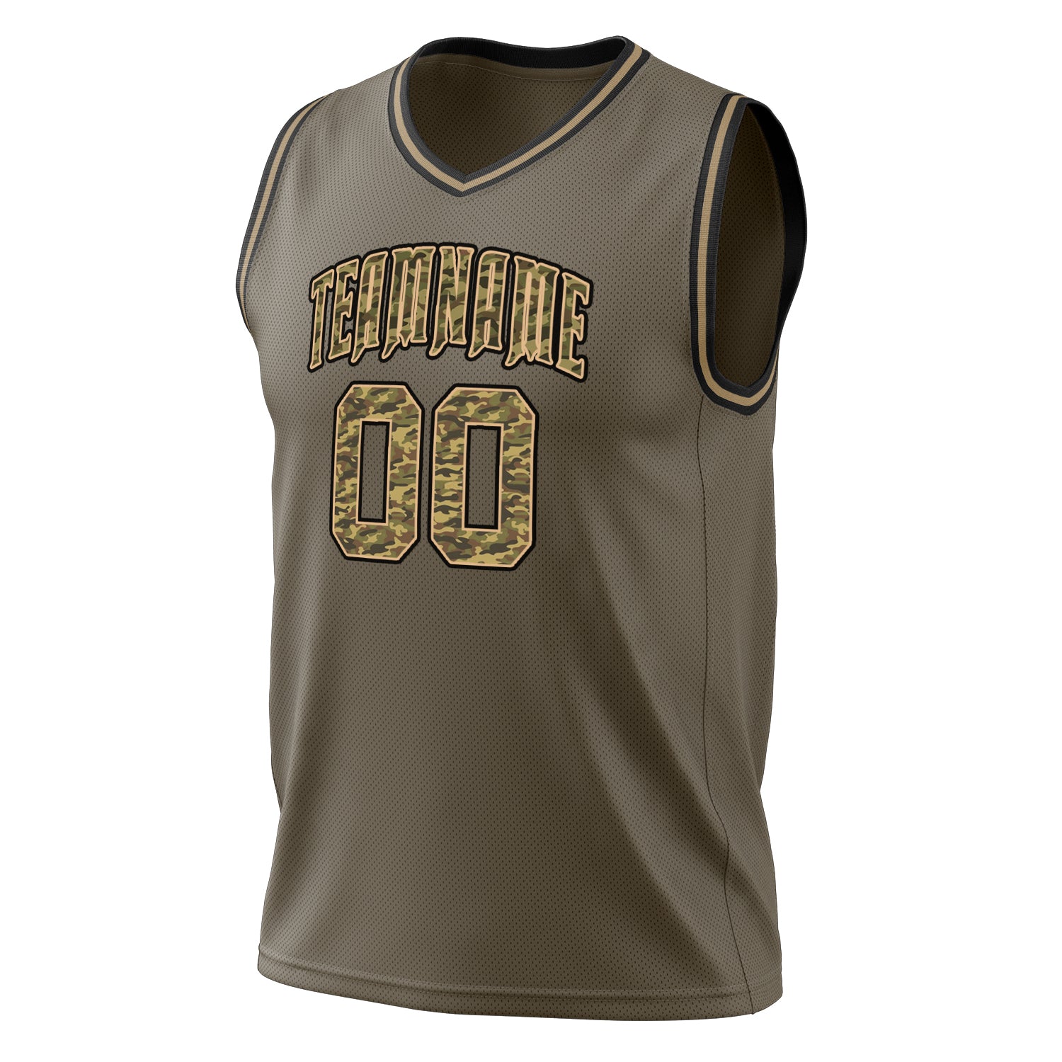 Custom Professional Olive Camo Basketball Jersey