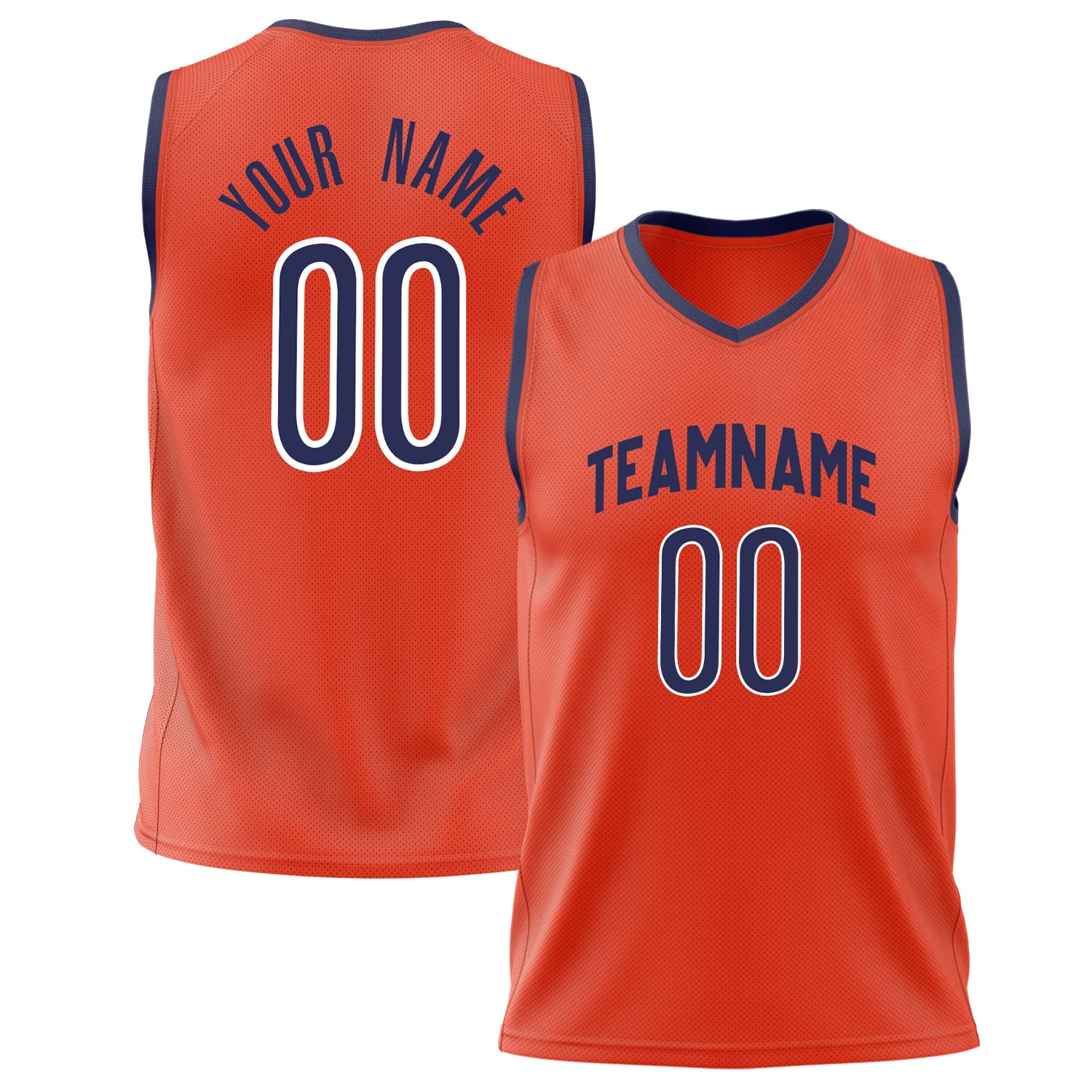 Benutzerdefiniertes Professionelles Orange Marineblau Basketballtrikot BS02240626XJ145