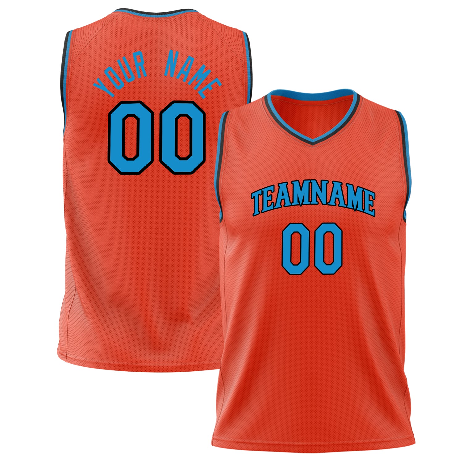 Benutzerdefiniertes Professionelles Orange Blau Basketballtrikot BS02240626XJ148