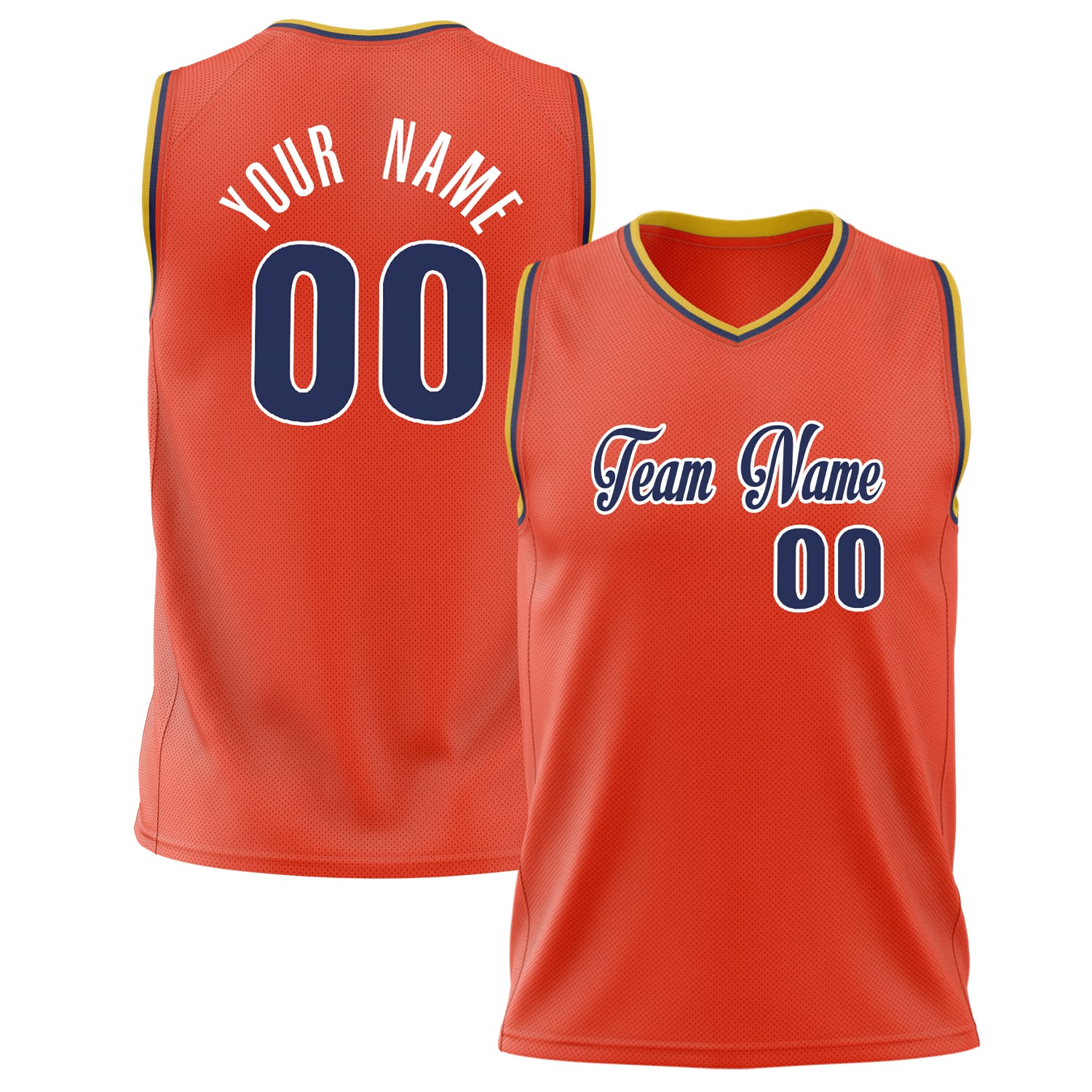 Benutzerdefiniertes Professionelles Orange Marineblau Basketballtrikot BS02240626XJ149