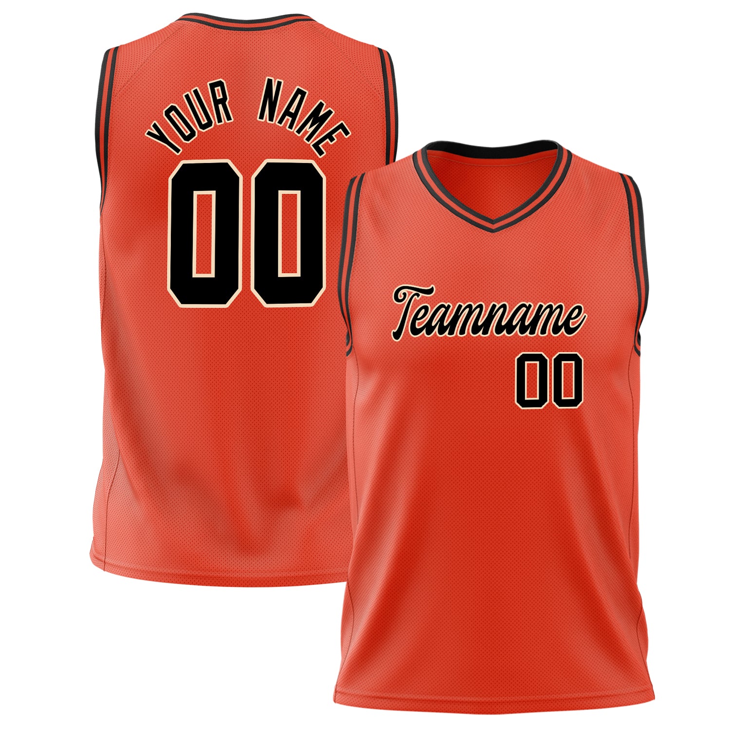 Benutzerdefiniertes Professionelles Orange Schwarz Basketballtrikot BS02240626XJ150