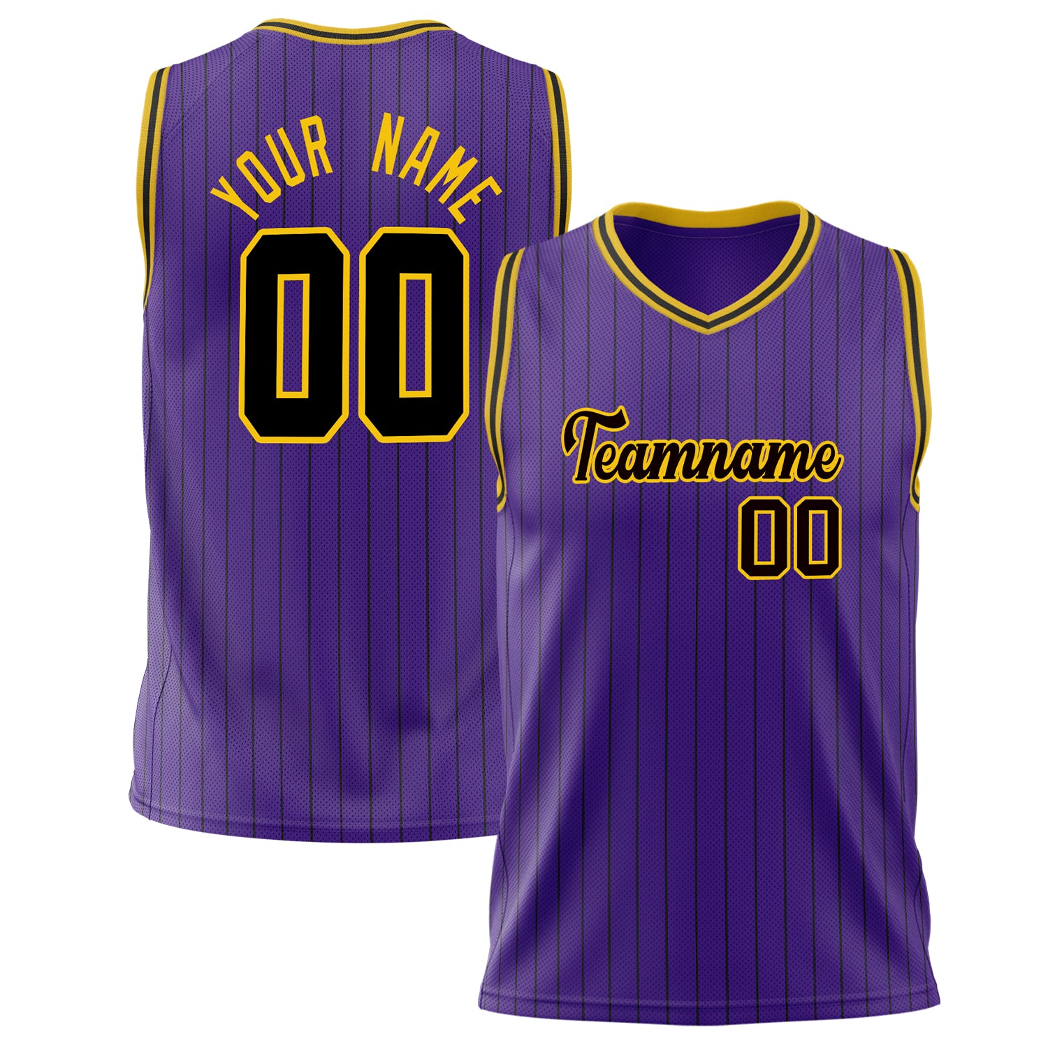 Benutzerdefiniertes Professionelles Lila Gold Basketballtrikot BS02240626XJ181
