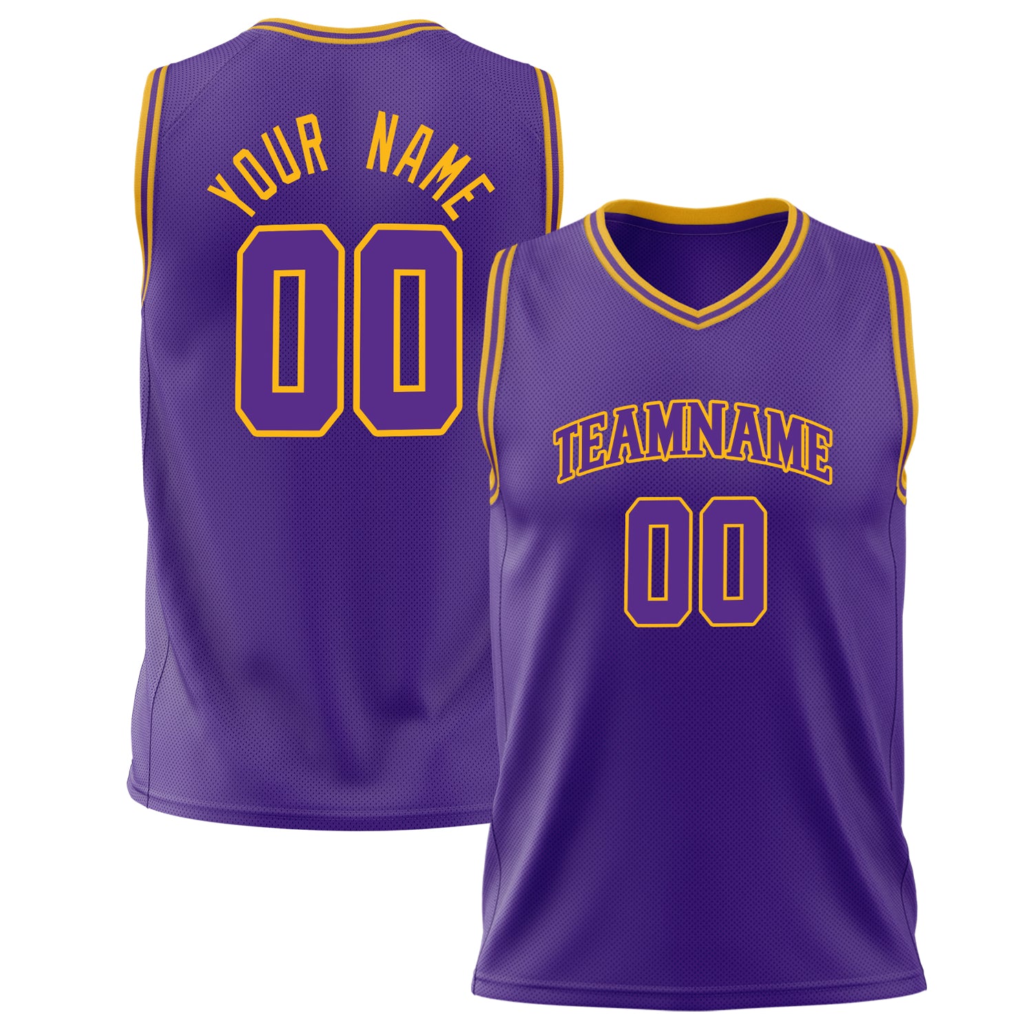 Benutzerdefiniertes Professionelles Lila Gold Basketballtrikot BS02240626XJ195