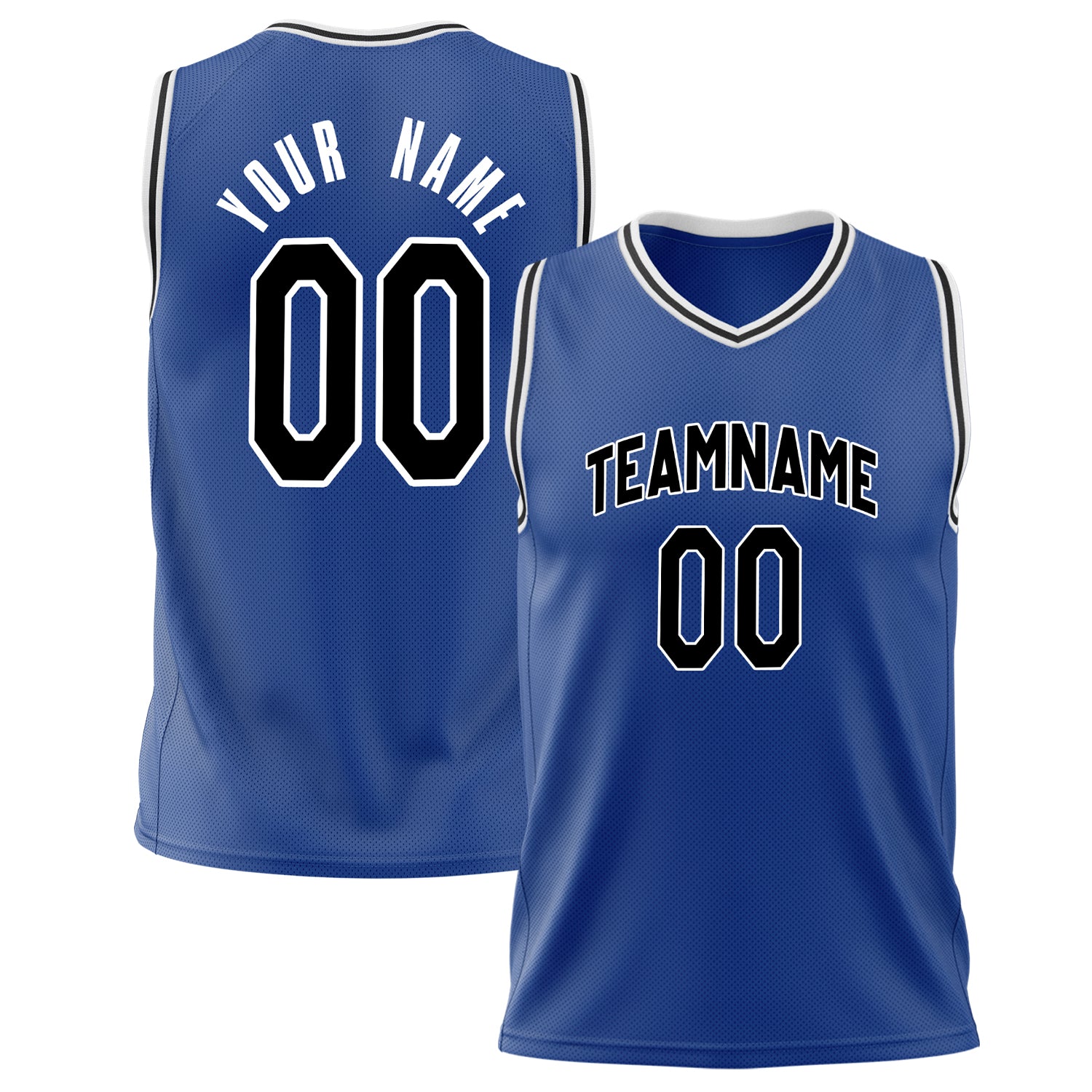 Benutzerdefiniertes Professionelles Königsblau Schwarz Basketballtrikot BS02240626XJ223