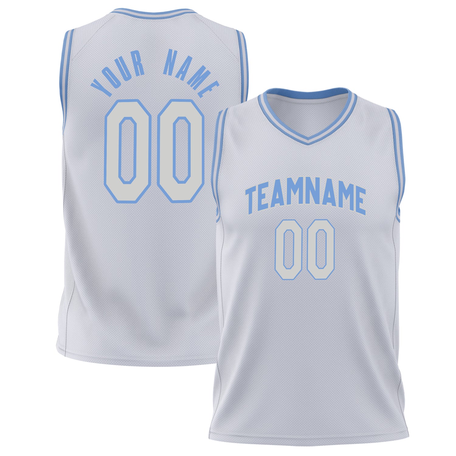 Benutzerdefiniertes Professionelles Weiß Hellblau Basketballtrikot BS02240626XJ256