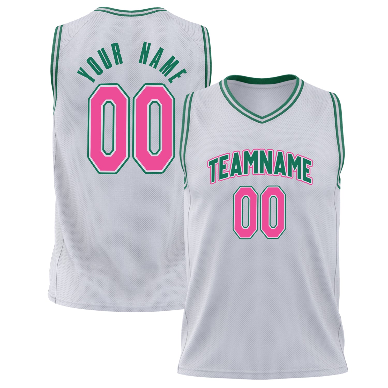 Benutzerdefiniertes Professionelles Weiß Rosa Basketballtrikot BS02240626XJ264