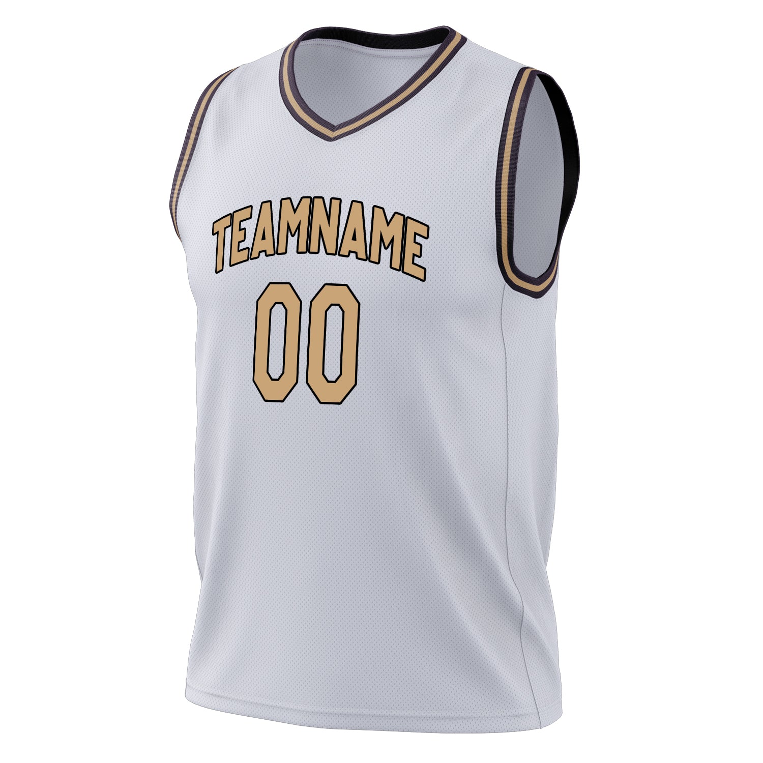 Benutzerdefiniertes Professionelles Weiß Altgold Basketballtrikot