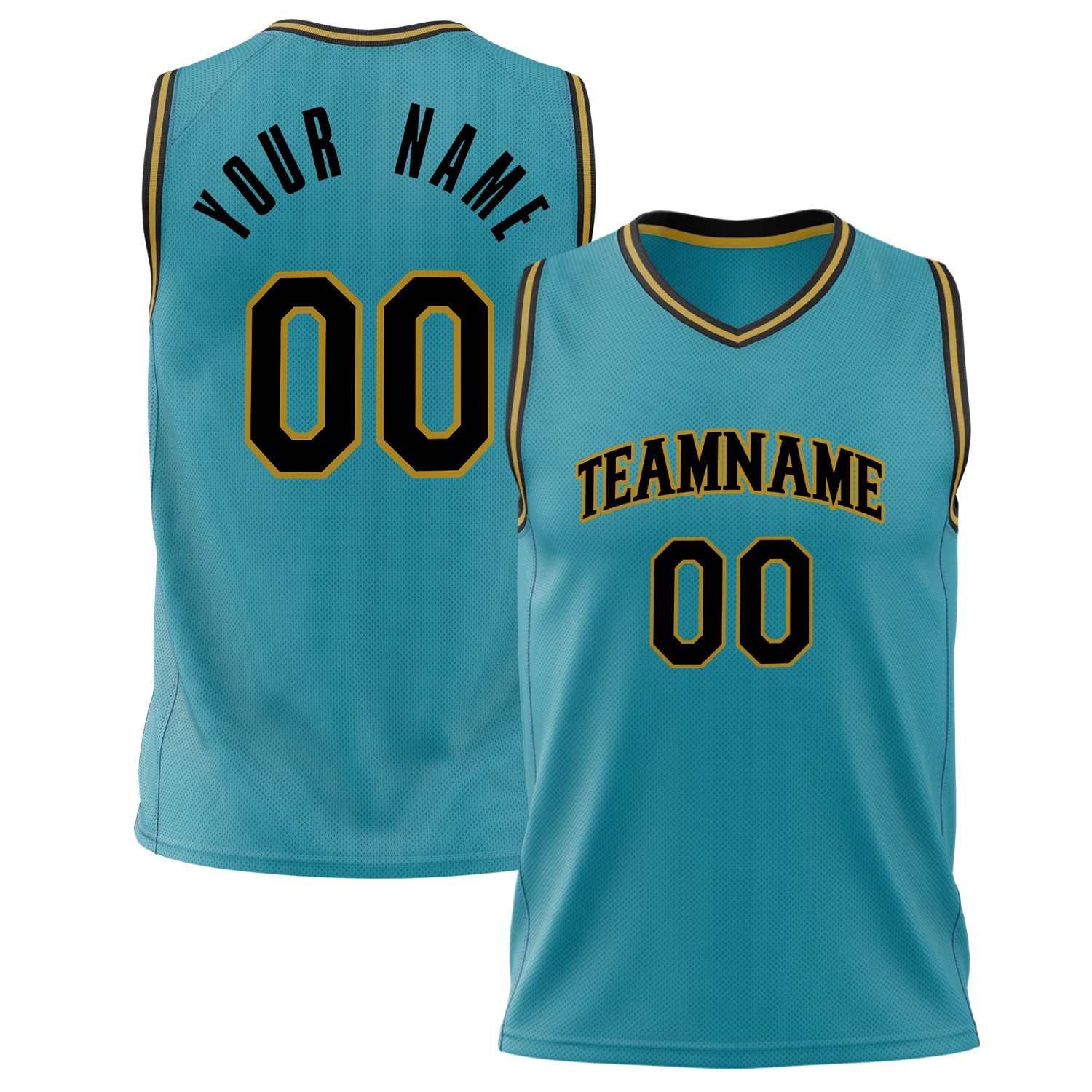 Benutzerdefiniertes Professionelles Blaugrün Schwarz Basketballtrikot BS02240626YX237