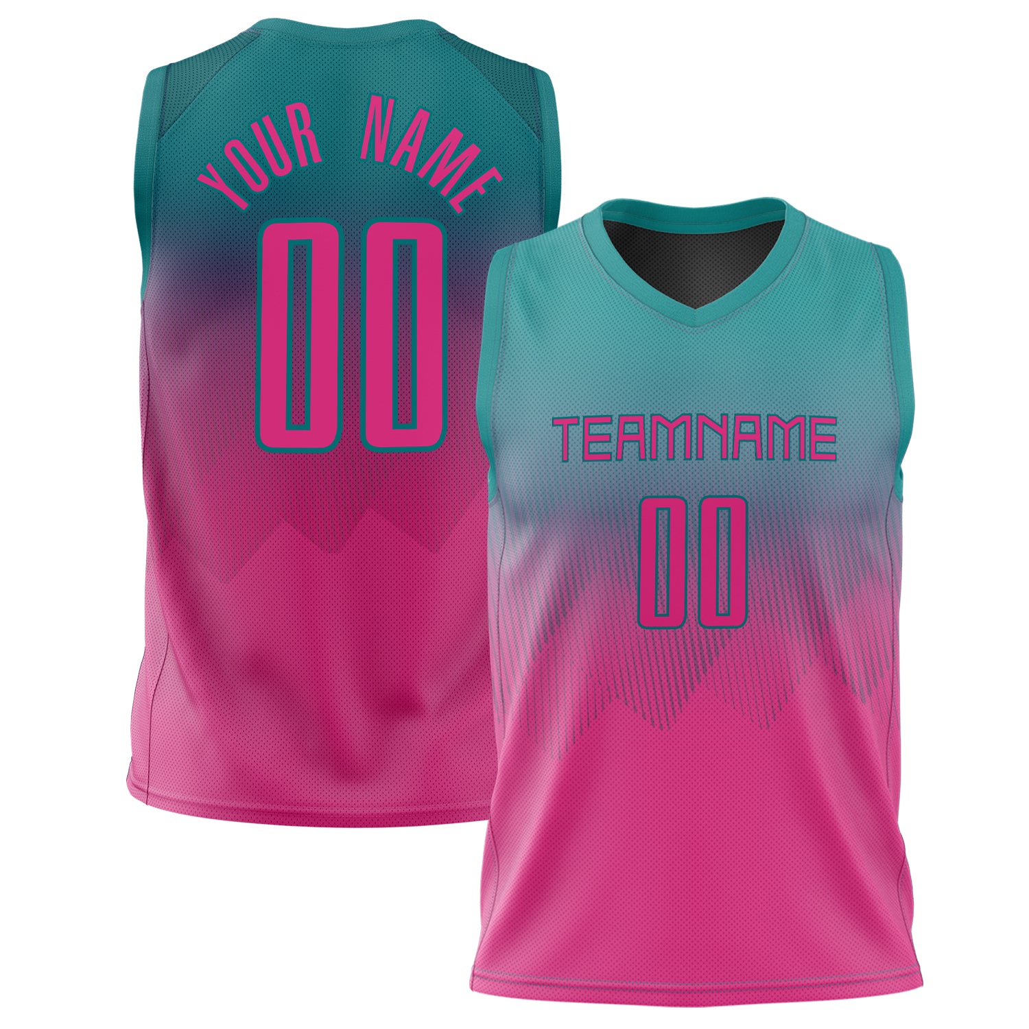Benutzerdefiniertes Professionelles Blaugrün Rosa Basketballtrikot BS02240626YX247