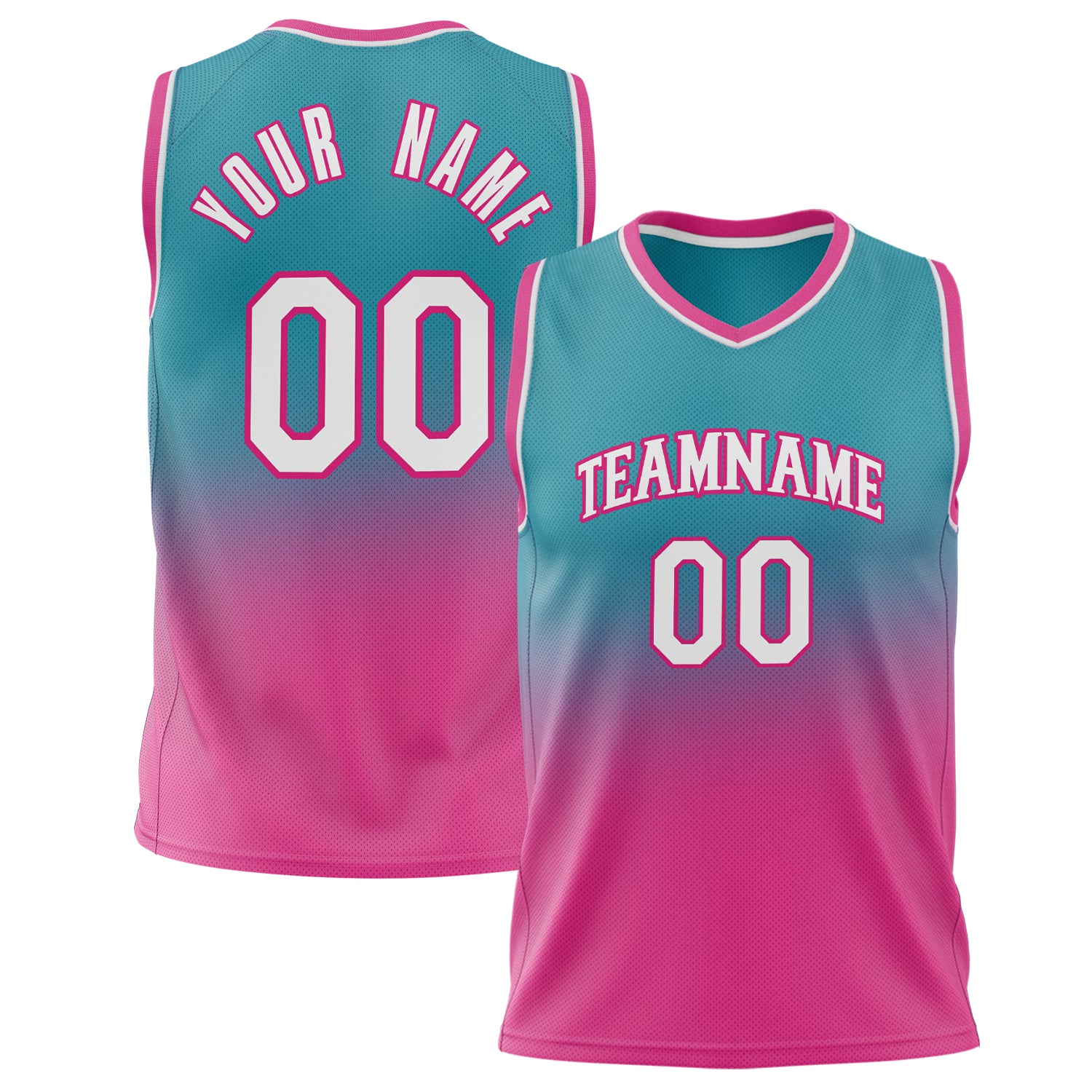Benutzerdefiniertes Professionelles Blaugrün Rosa Basketballtrikot BS02240626YX251