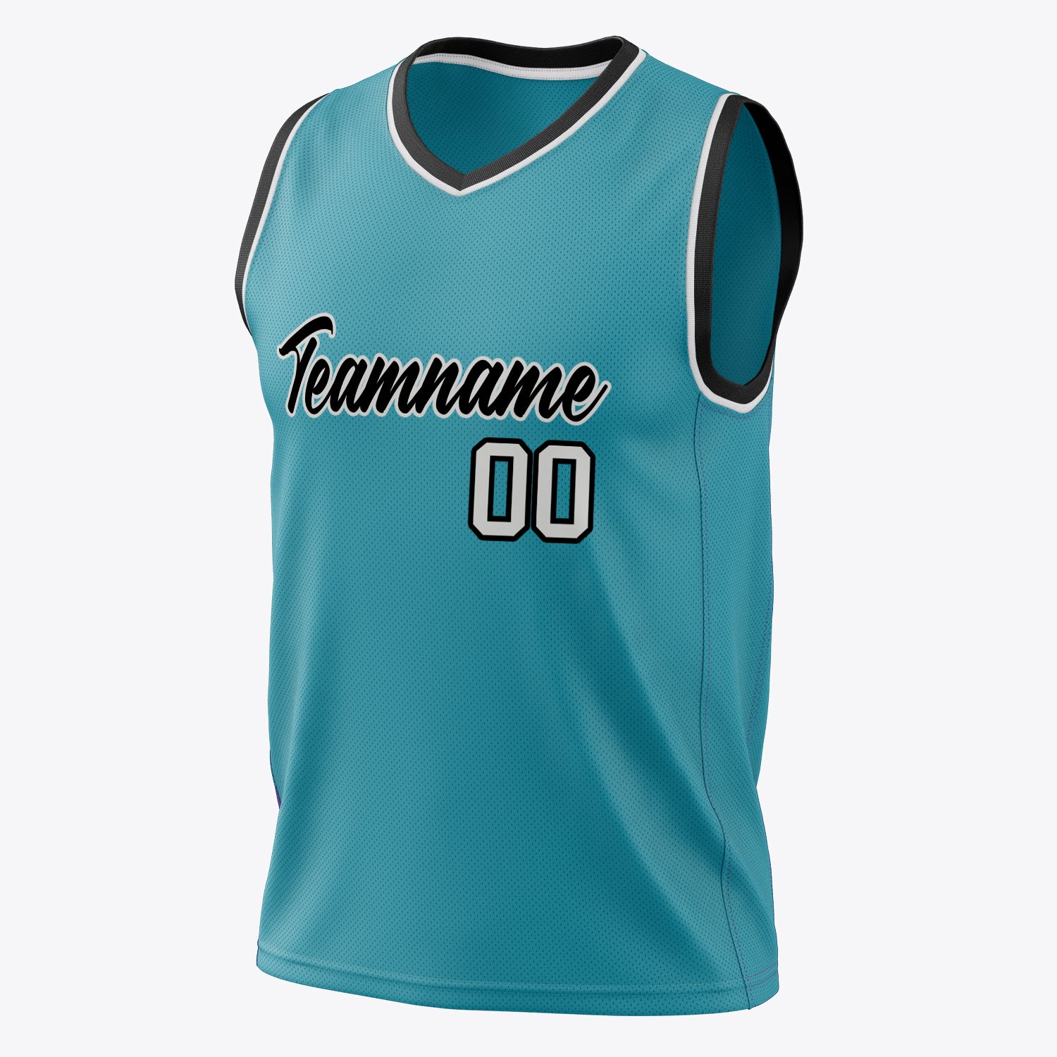 Benutzerdefiniertes Professionelles Blaugrün Weiß Basketballtrikot