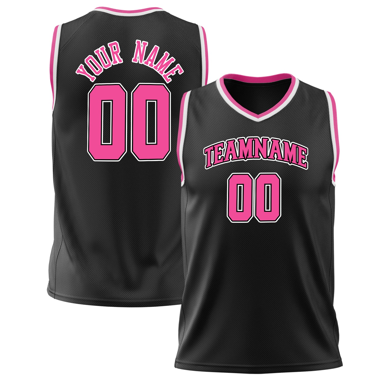 Benutzerdefiniertes Professionelles Schwarz Rosa Basketballtrikot BS02240626ZX003