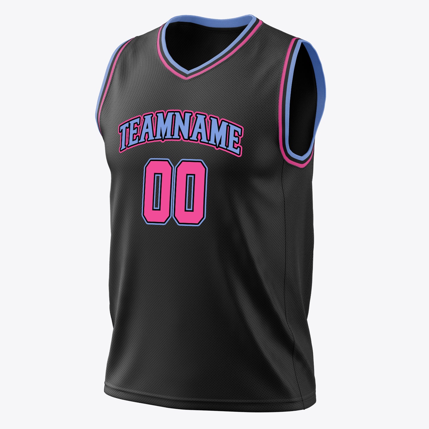 Benutzerdefiniertes Professionelles Schwarz Rosa Basketballtrikot